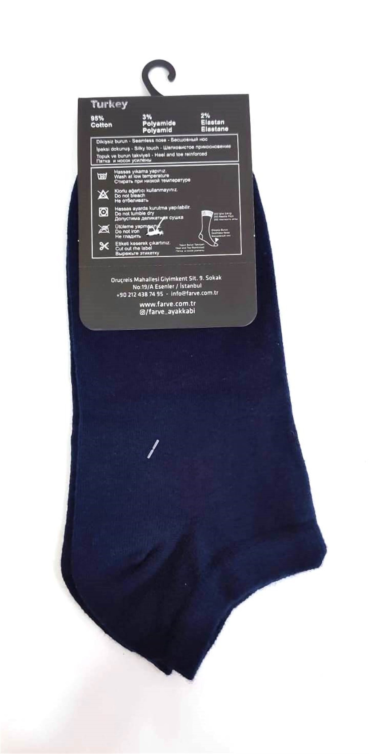 Fabcare Dikişsiz Cotton Erkek Patik Çorabı-Lacivert sistemayakkabi