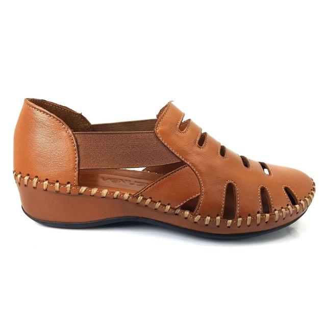 Venüs 18791395 Günlük Hakiki Deri Bayan Sandalet-Taba sistemayakkabi