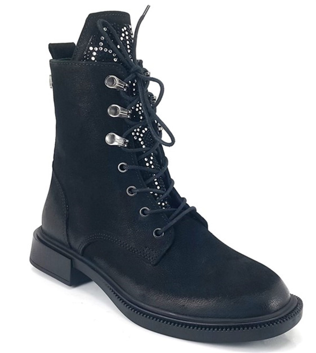 Venüs Günlük Hakiki Deri Bayan Bot-Siyah Nubuk sistemayakkabi