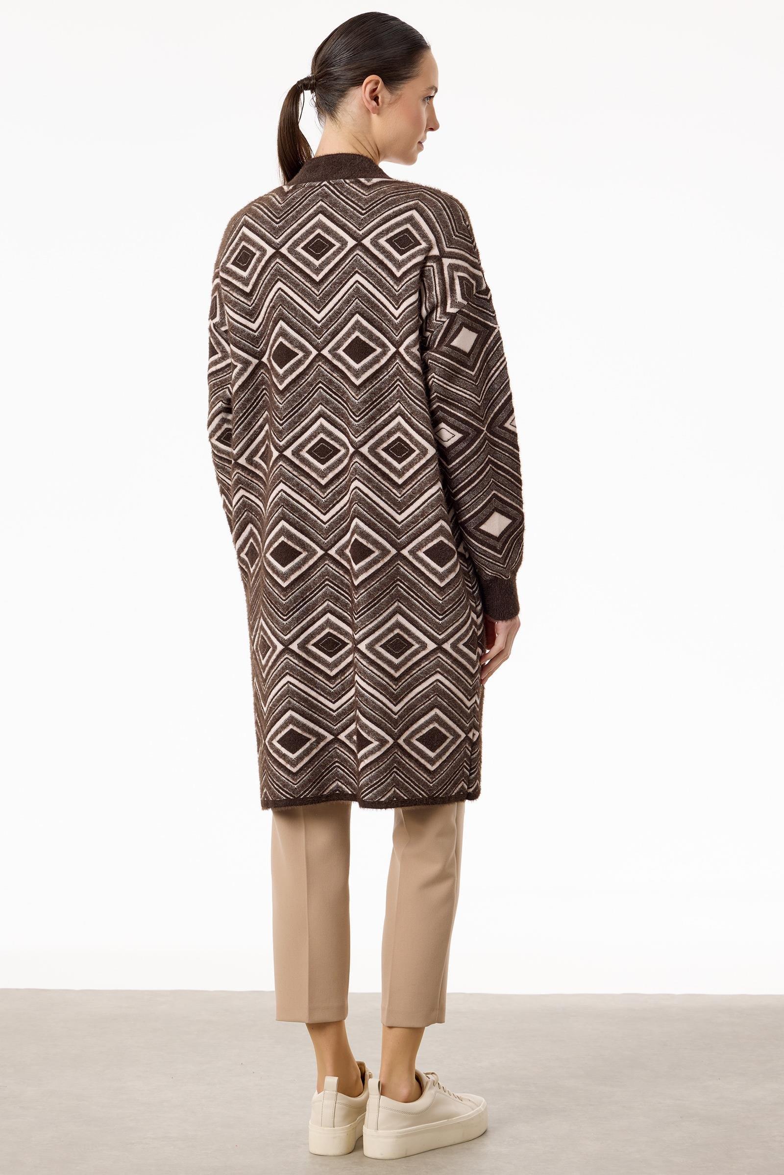 Baklava Desenli Triko Hırka KAHVE