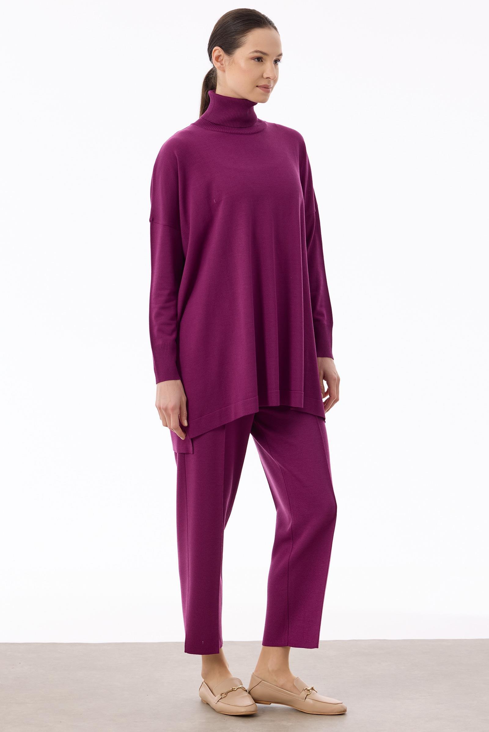 Balıkçı Yaka Oversize Basic Triko Tunik ERGUVAN