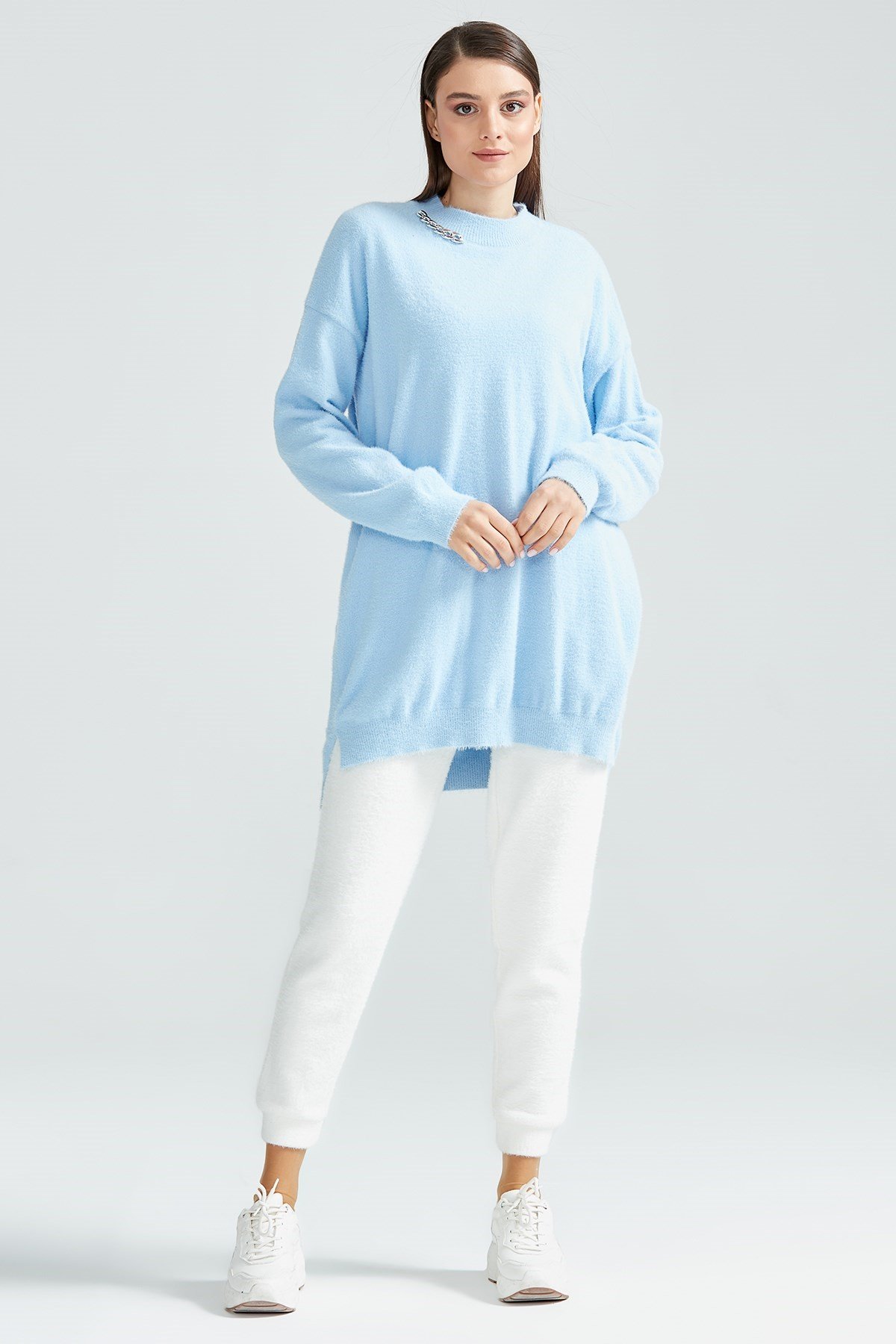 Basic Oversize Mink Triko Tunik B.MAVİ