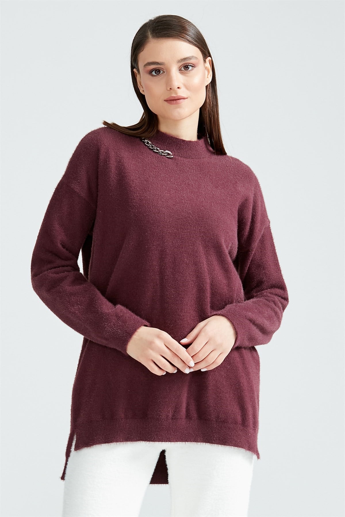 Basic Oversize Mink Triko Tunik MÜRDÜM