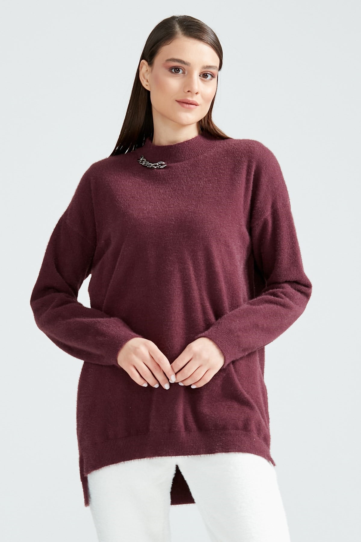 Basic Oversize Mink Triko Tunik MÜRDÜM