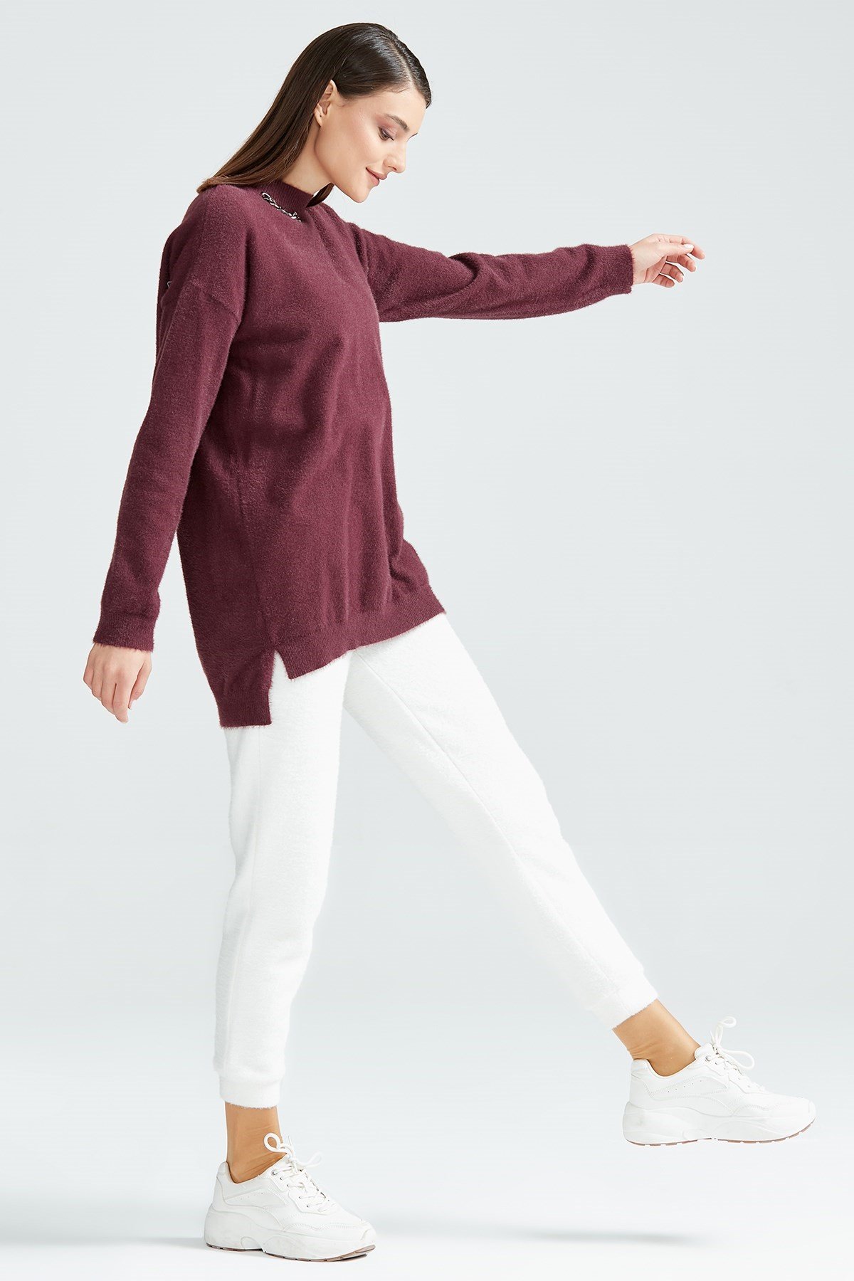Basic Oversize Mink Triko Tunik MÜRDÜM