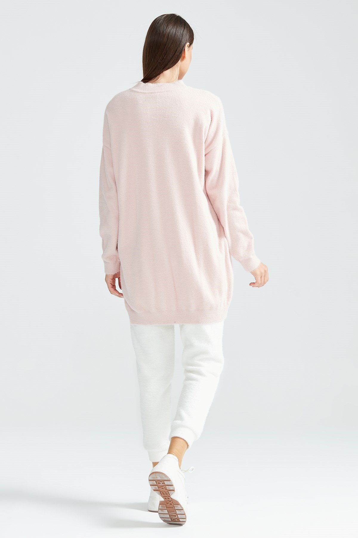 Basic Oversize Mink Triko Tunik PEMBE