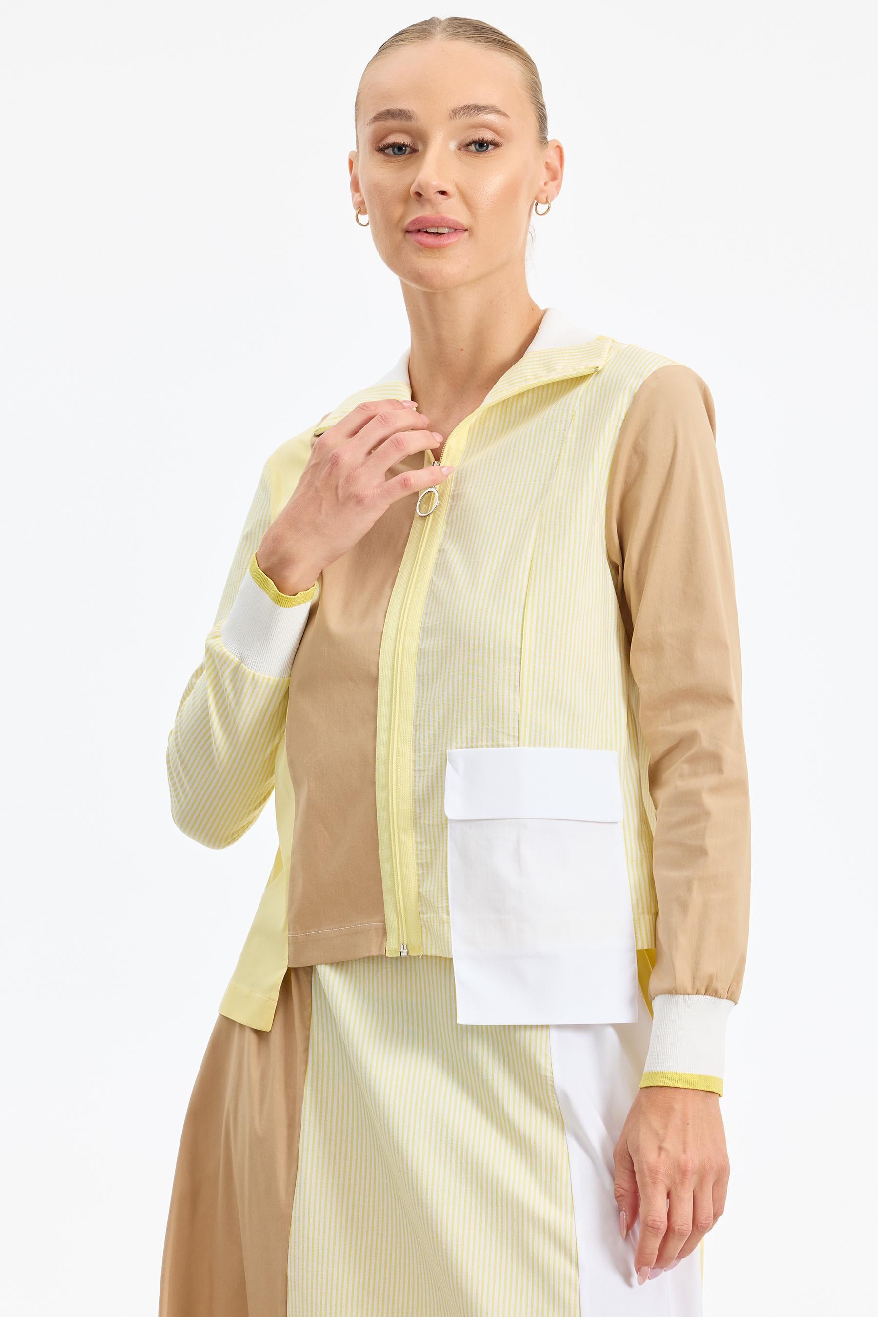 Colourblock Çizgi Poplin Takım SARI