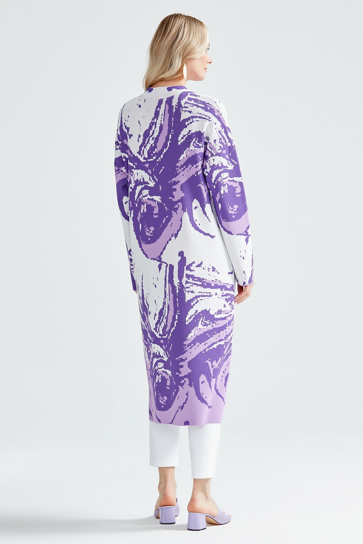 DALGA DESENLİ RAYON HIRKA MOR