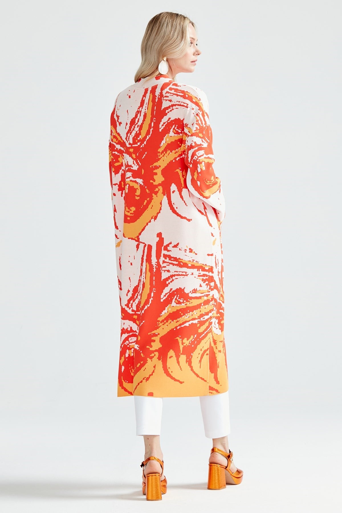 DALGA DESENLİ RAYON HIRKA ORANJ