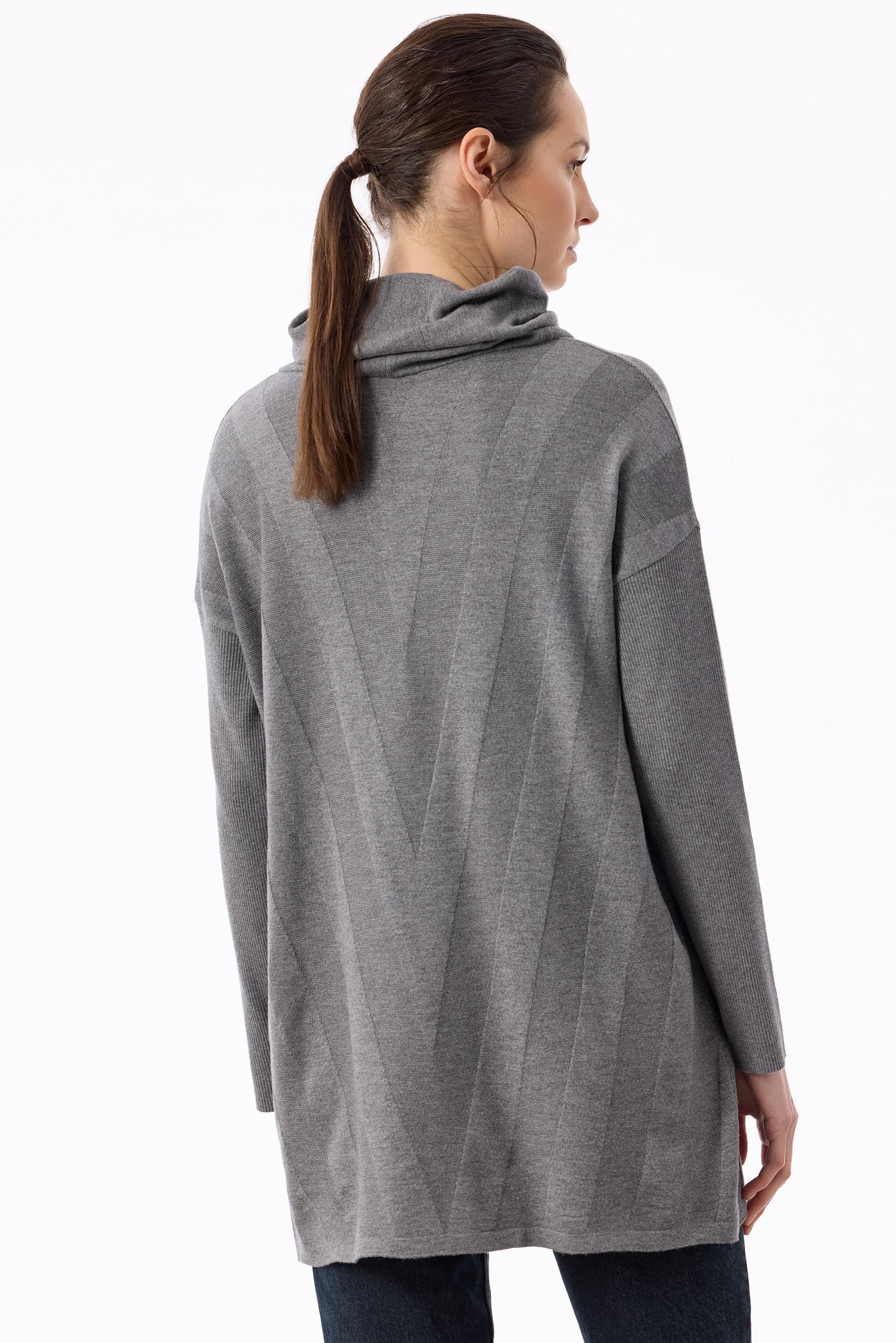 Degaje Yaka Triko Tunik GRİ