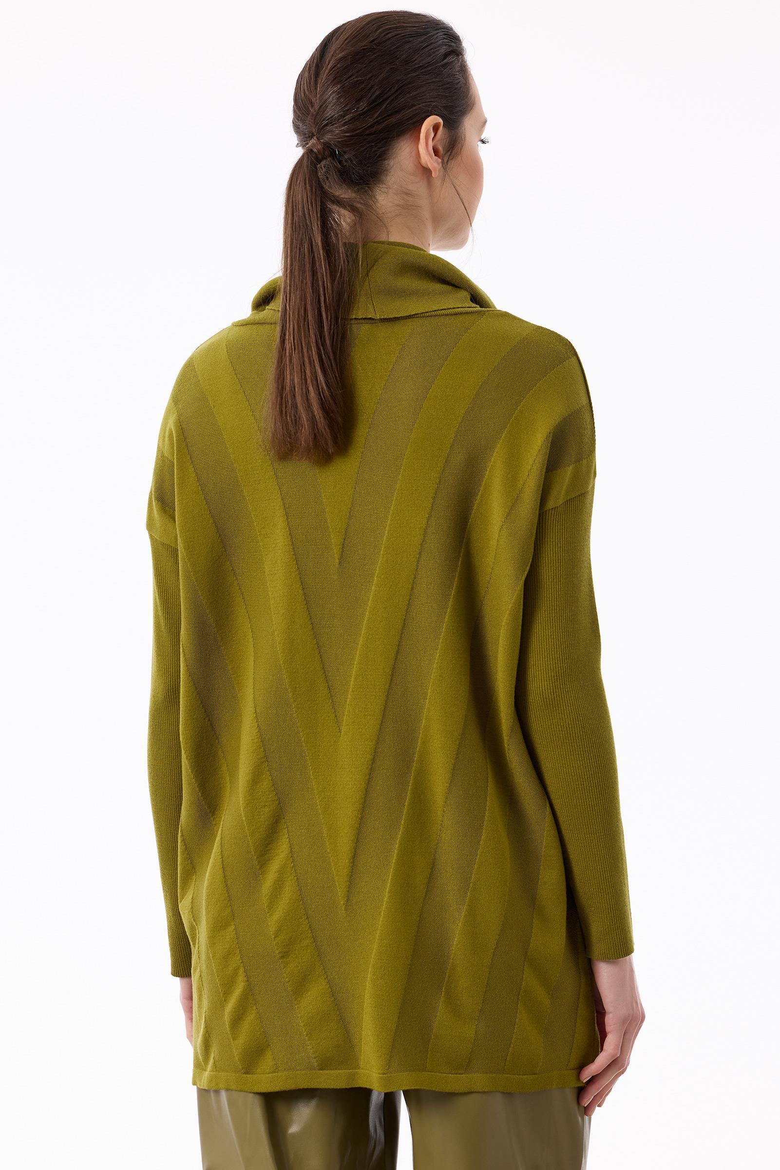 Degaje Yaka Triko Tunik OLİVE