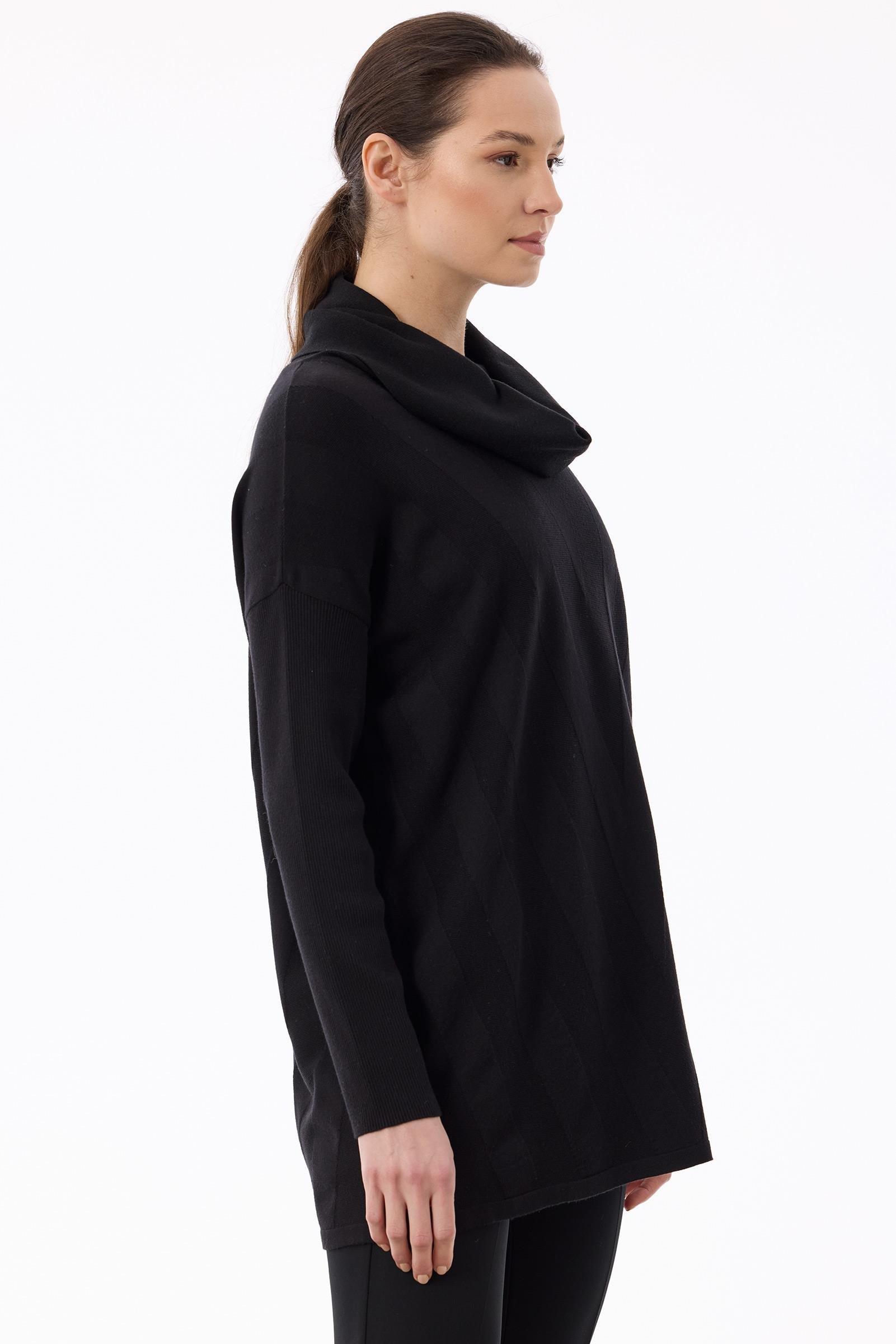 Degaje Yaka Triko Tunik SİYAH