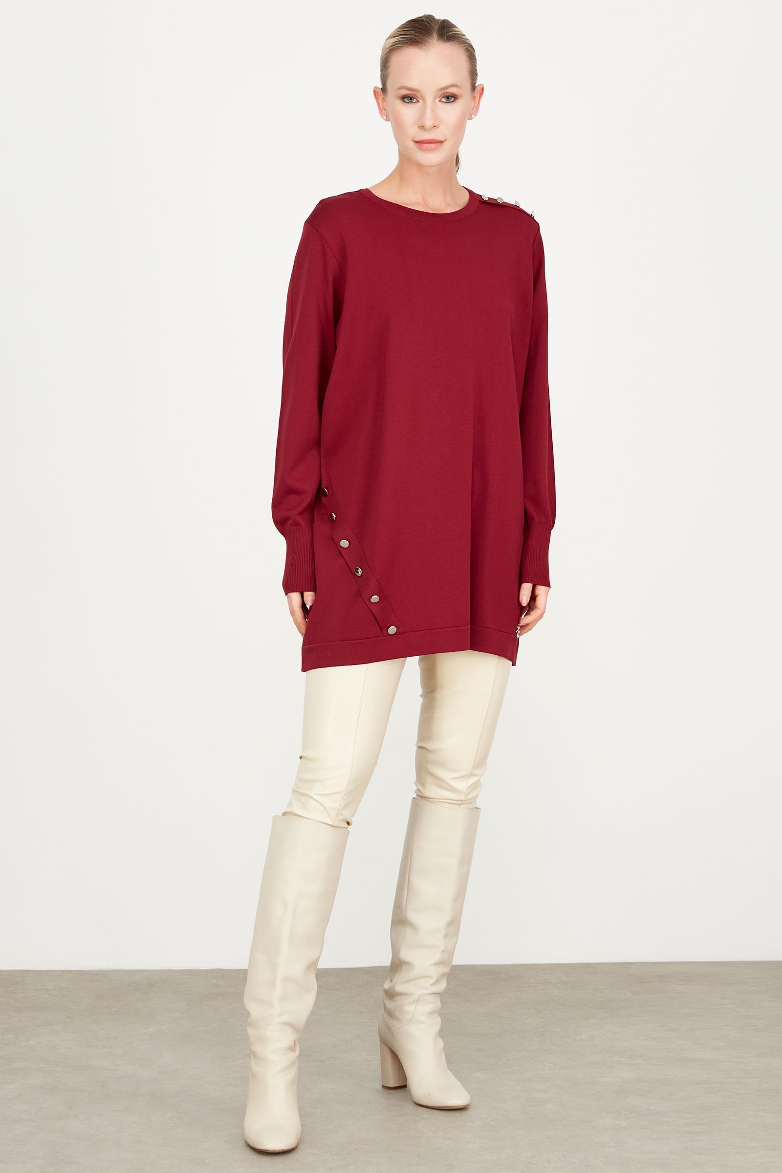 DÜĞME DETAYLI BASİC RAYON TUNİK MÜRDÜM