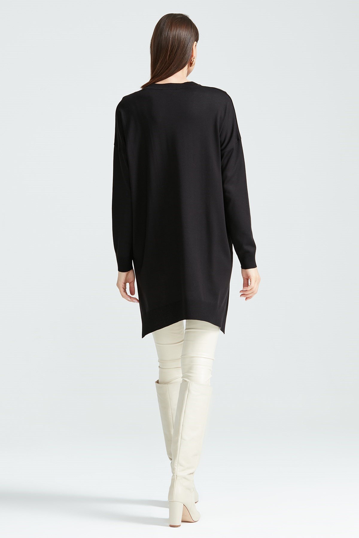 Düşük Kol Triko Tunik SİYAH