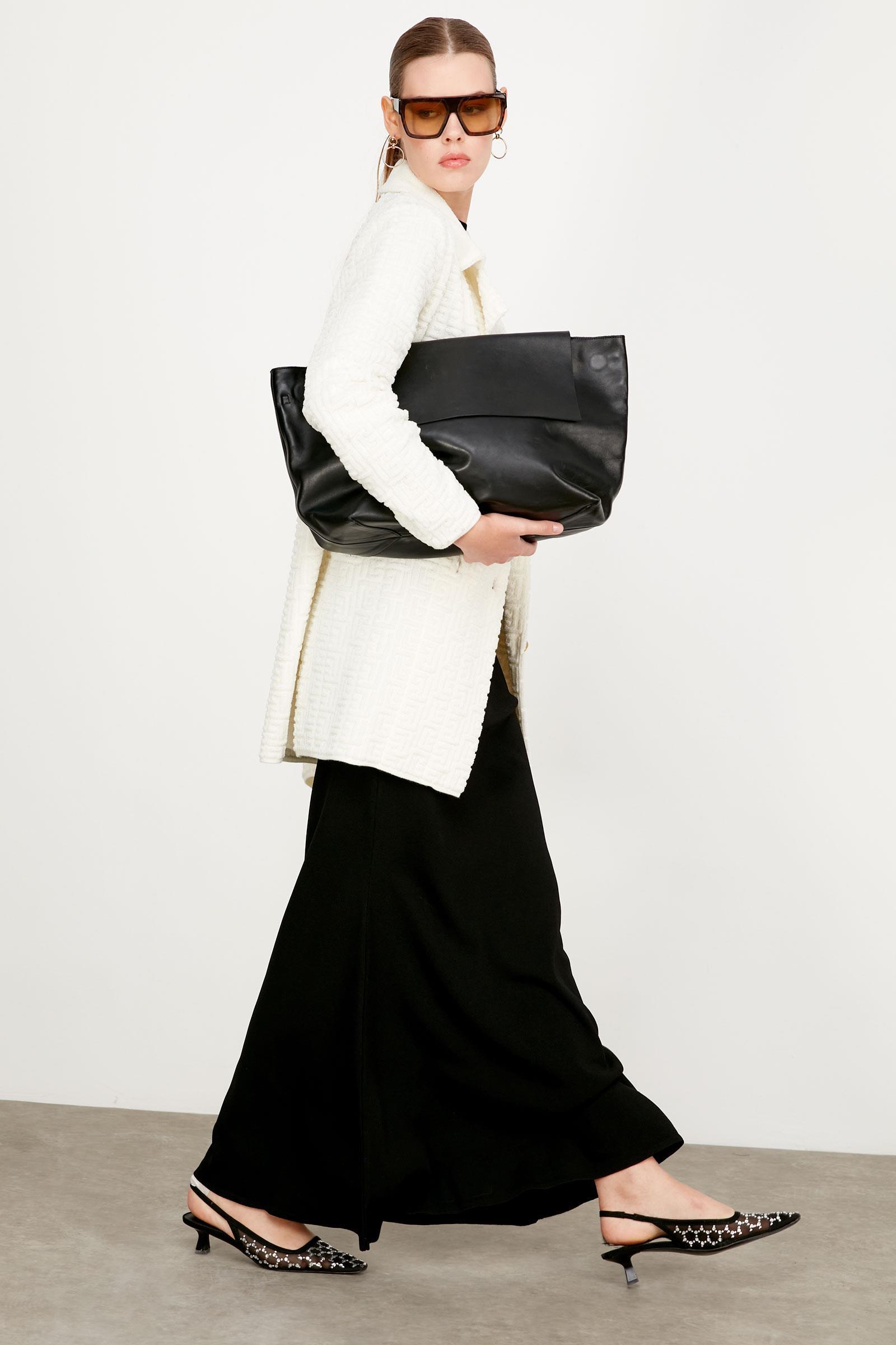 Havlu Örgülü Kruvaze Rayon Triko Hırka EKRU