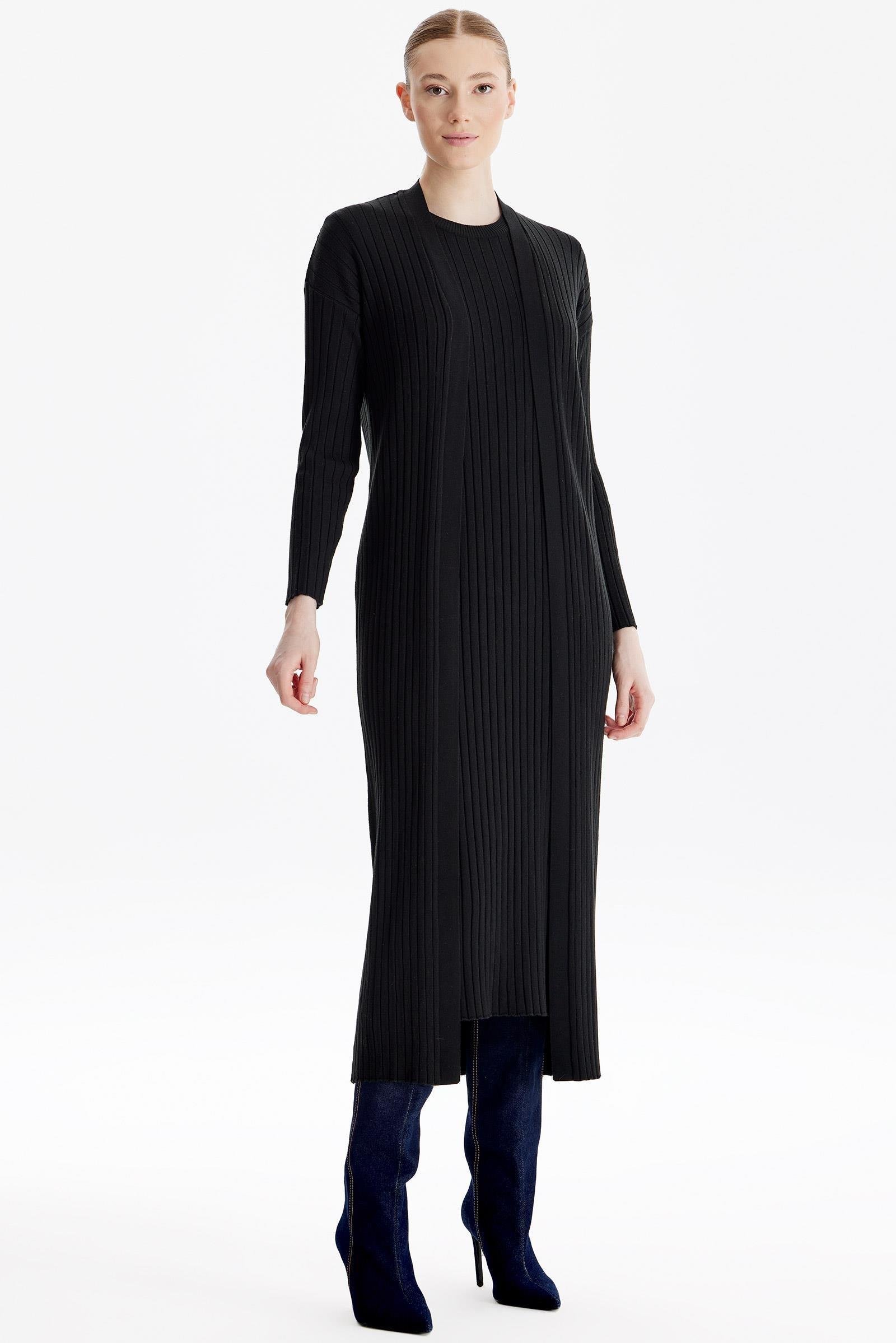 HIRKA KOMBİNLİ TRİKO ELBİSE SİYAH