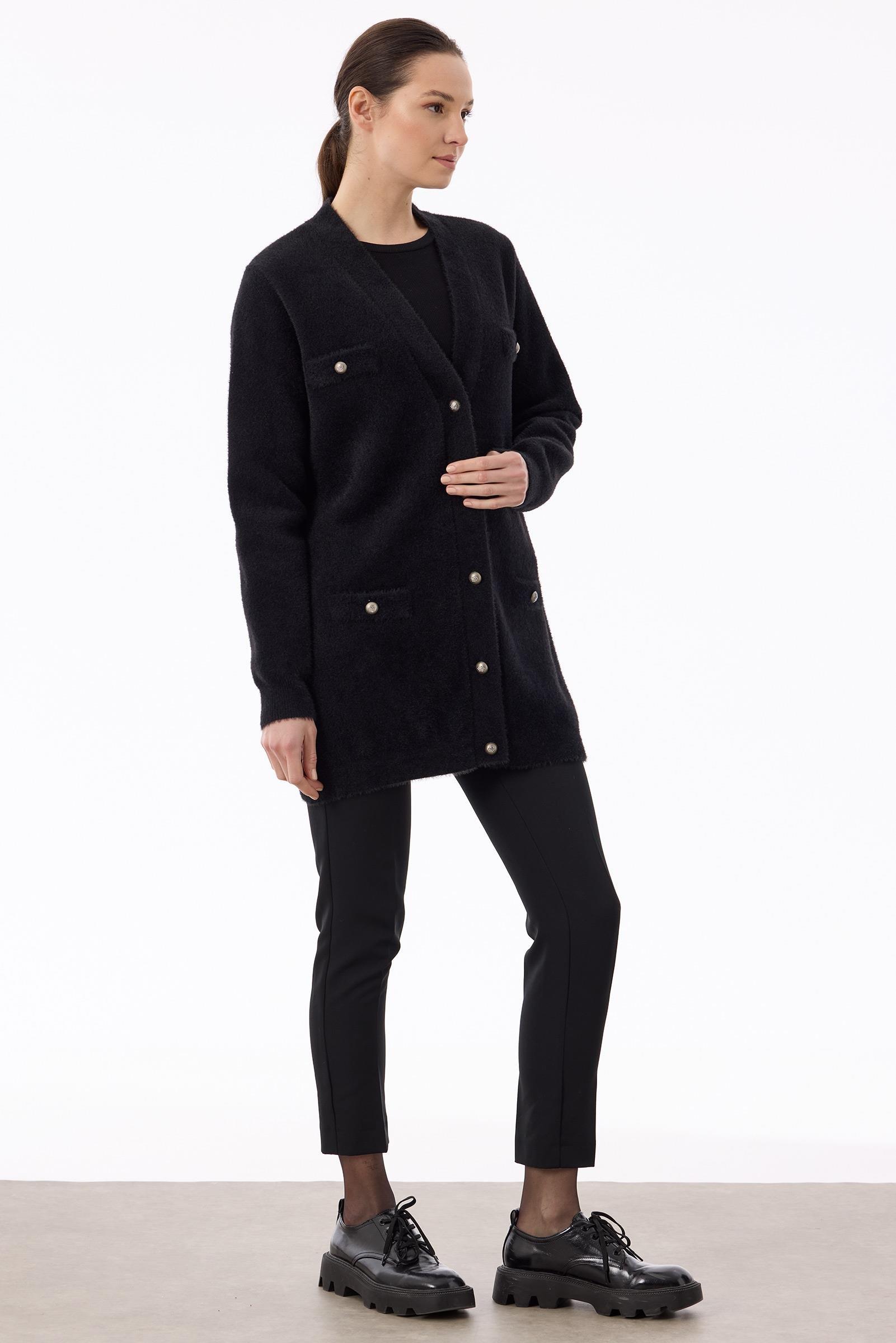 İnci Düğmeli Triko Hırka SİYAH