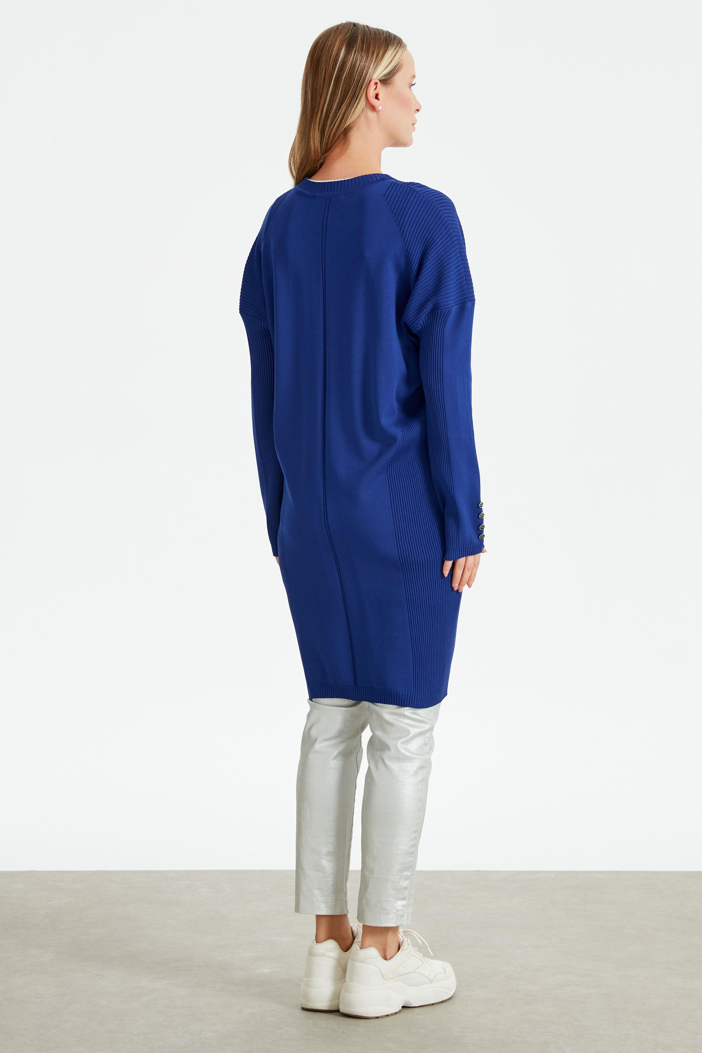 Kolları Düğmeli Örgü Detaylı Rayon Tunik SAKS