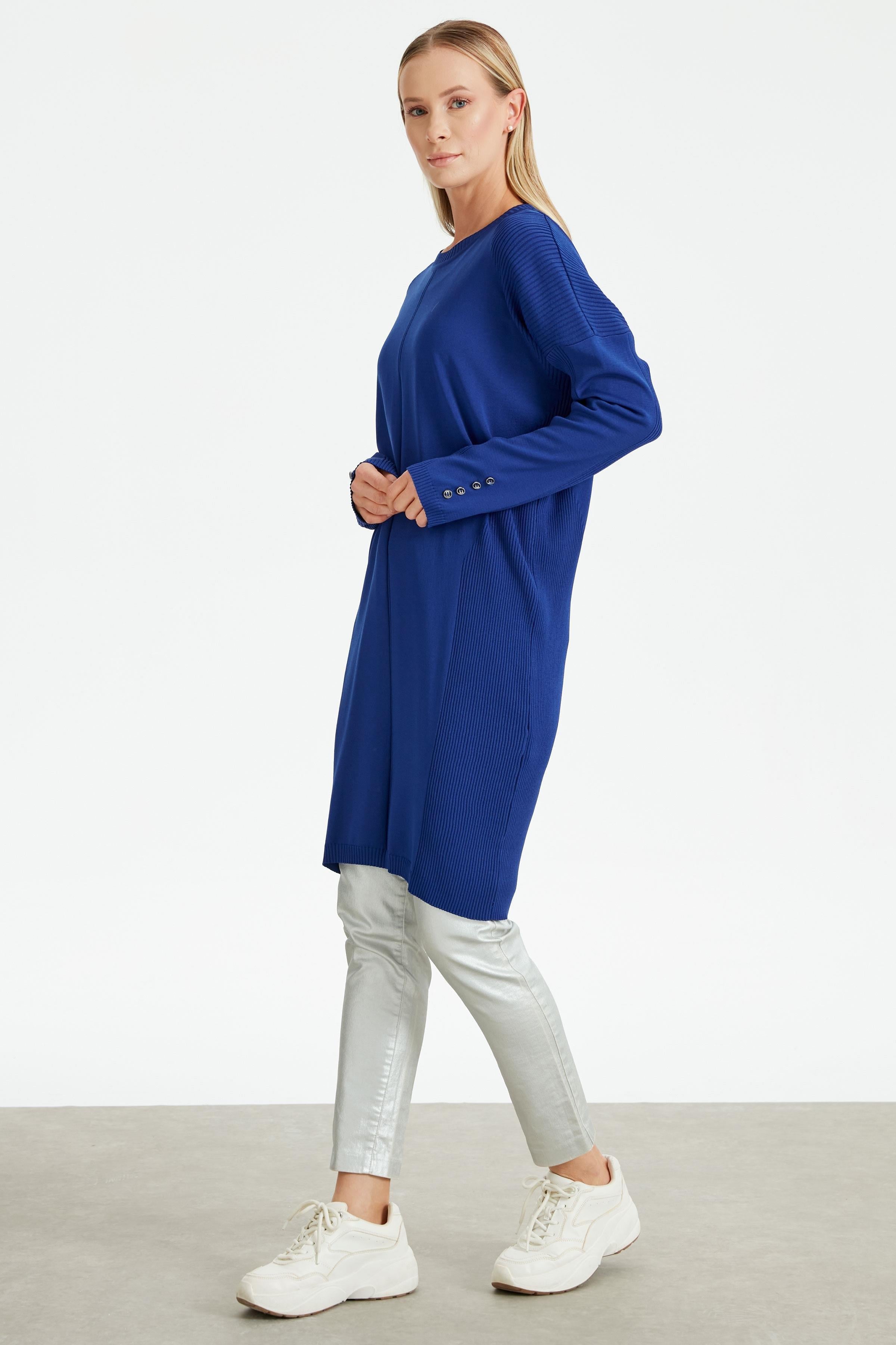 Kolları Düğmeli Örgü Detaylı Rayon Tunik SAKS