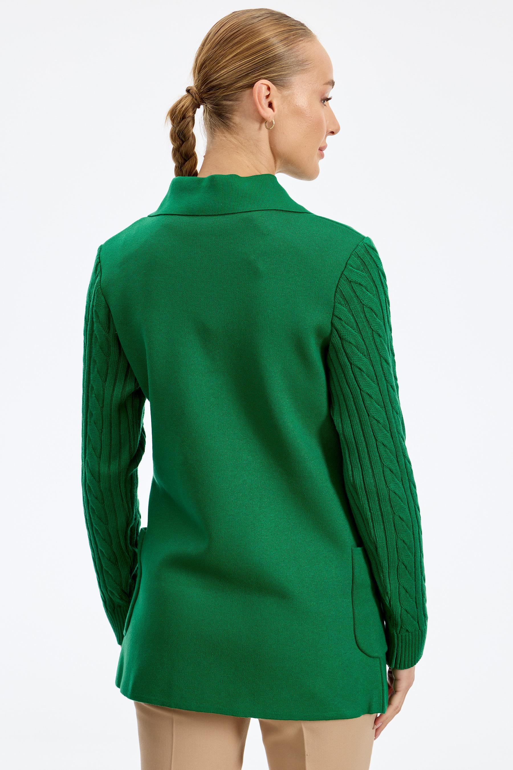 Kolları Saç Örgülü Triko Blazer Ceket BENETTON YEŞİLİ