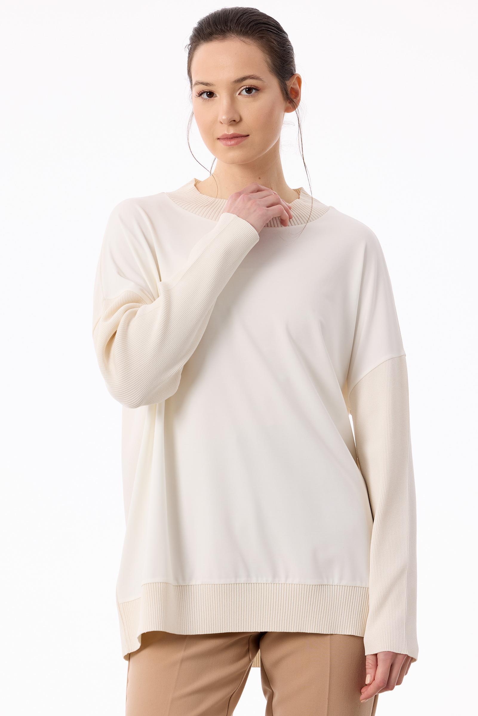 Kumaş Garnili Rayon Bluz VANİLYA