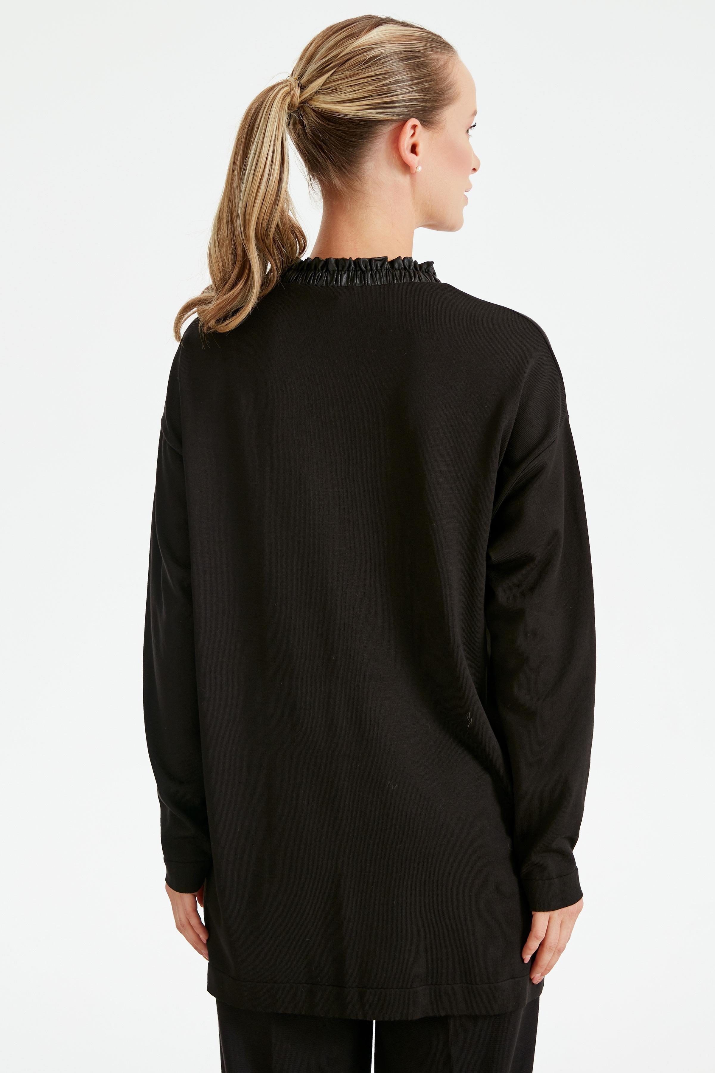 Laklı Deri Kombinli Takım SİYAH