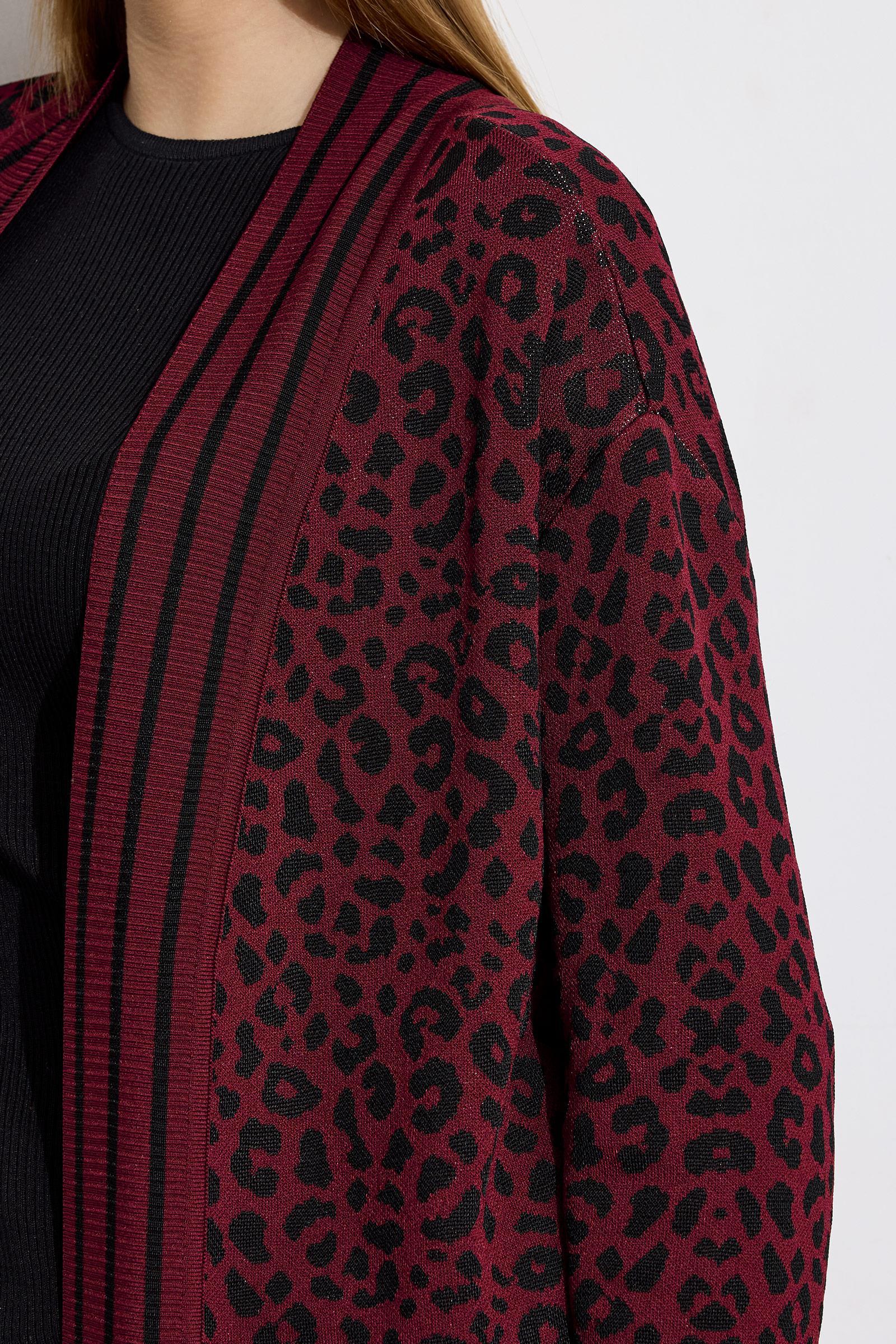 Leopar Desenli Rayon Hırka BORDO
