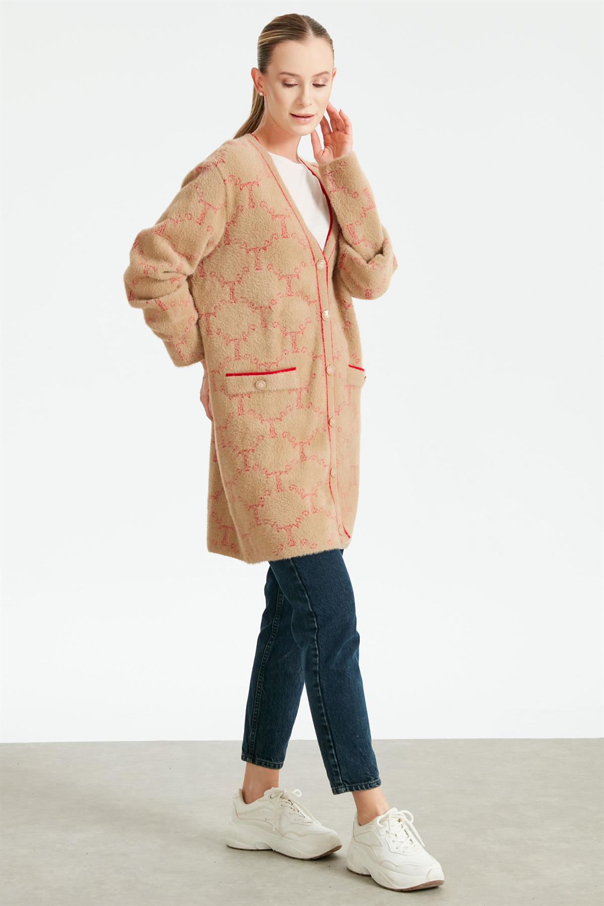 LOGO DESENLİ MİNK KABAN CAMEL