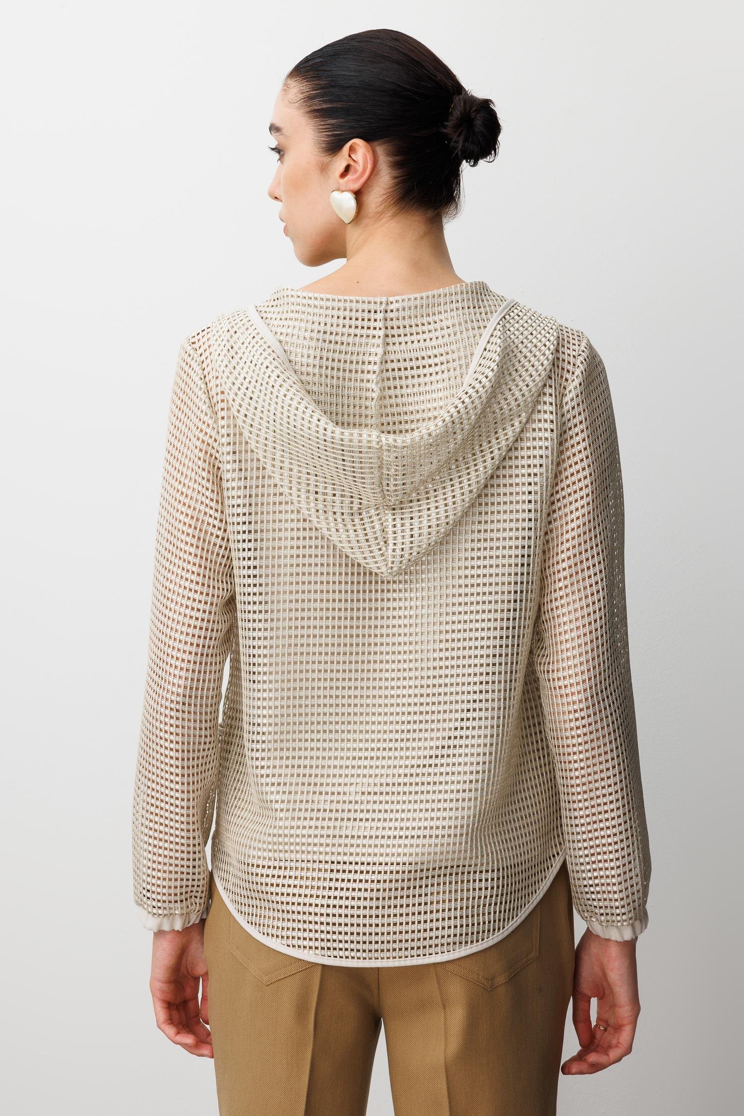 Modailgi  Aplikeli Kapüşonlu Fileli İkili Takım Taş