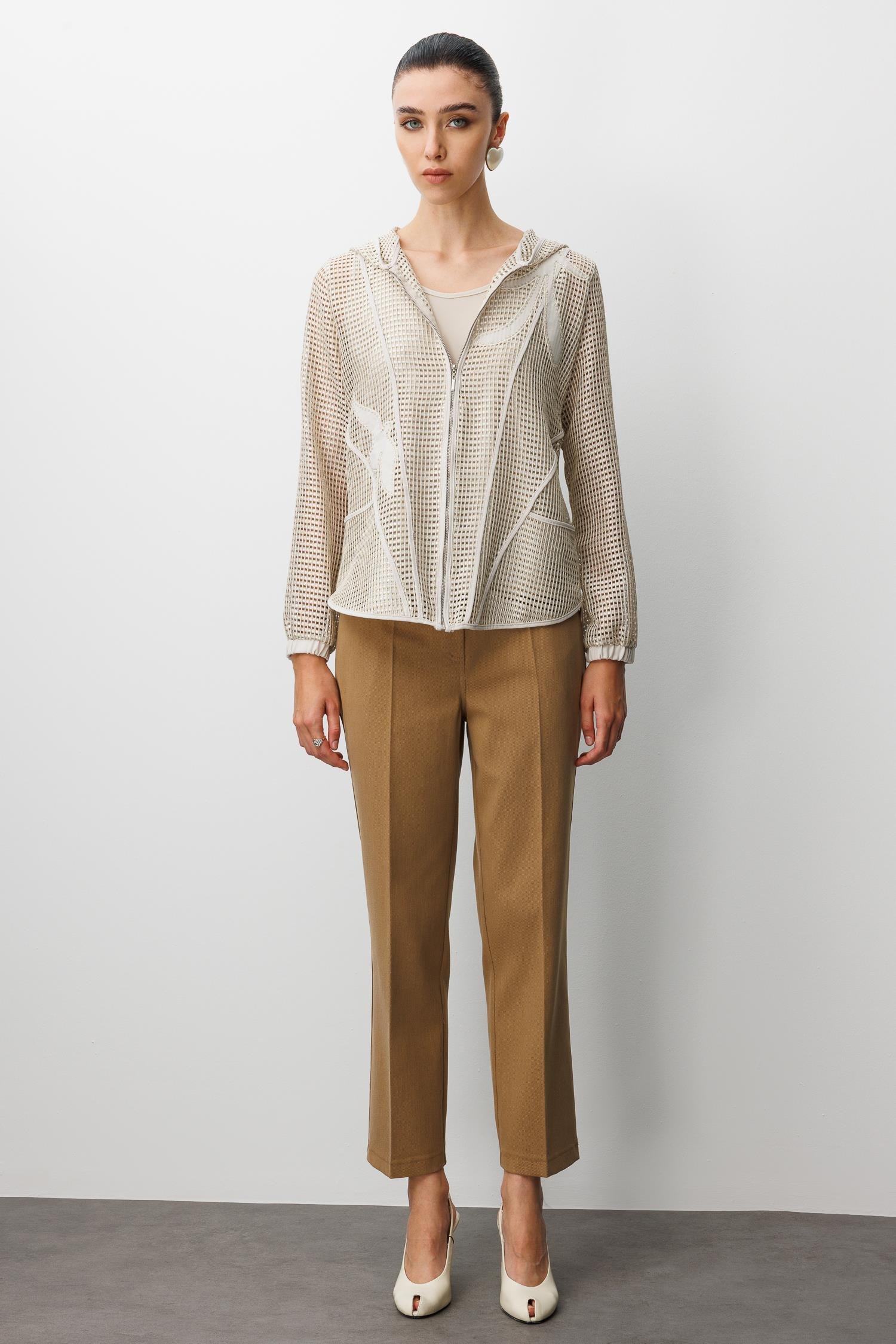 Modailgi  Aplikeli Kapüşonlu Fileli İkili Takım Taş