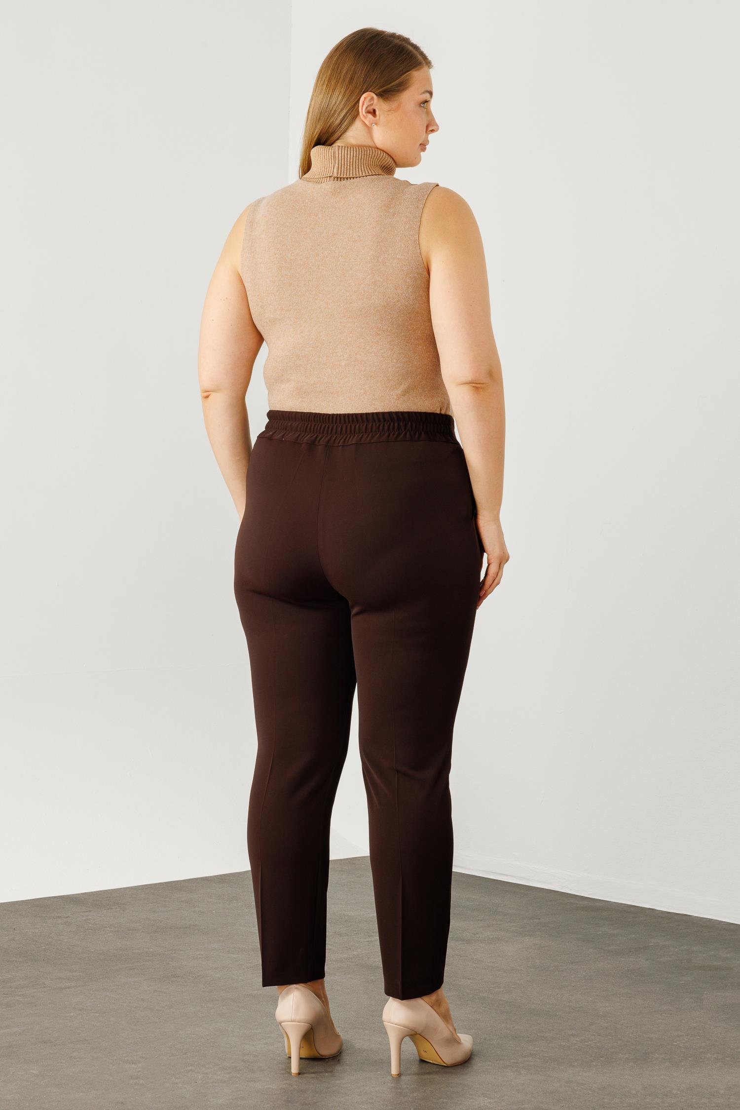 Modailgi  Arka Bel Lastikli Klasik Pantolon - 5063 Kahve