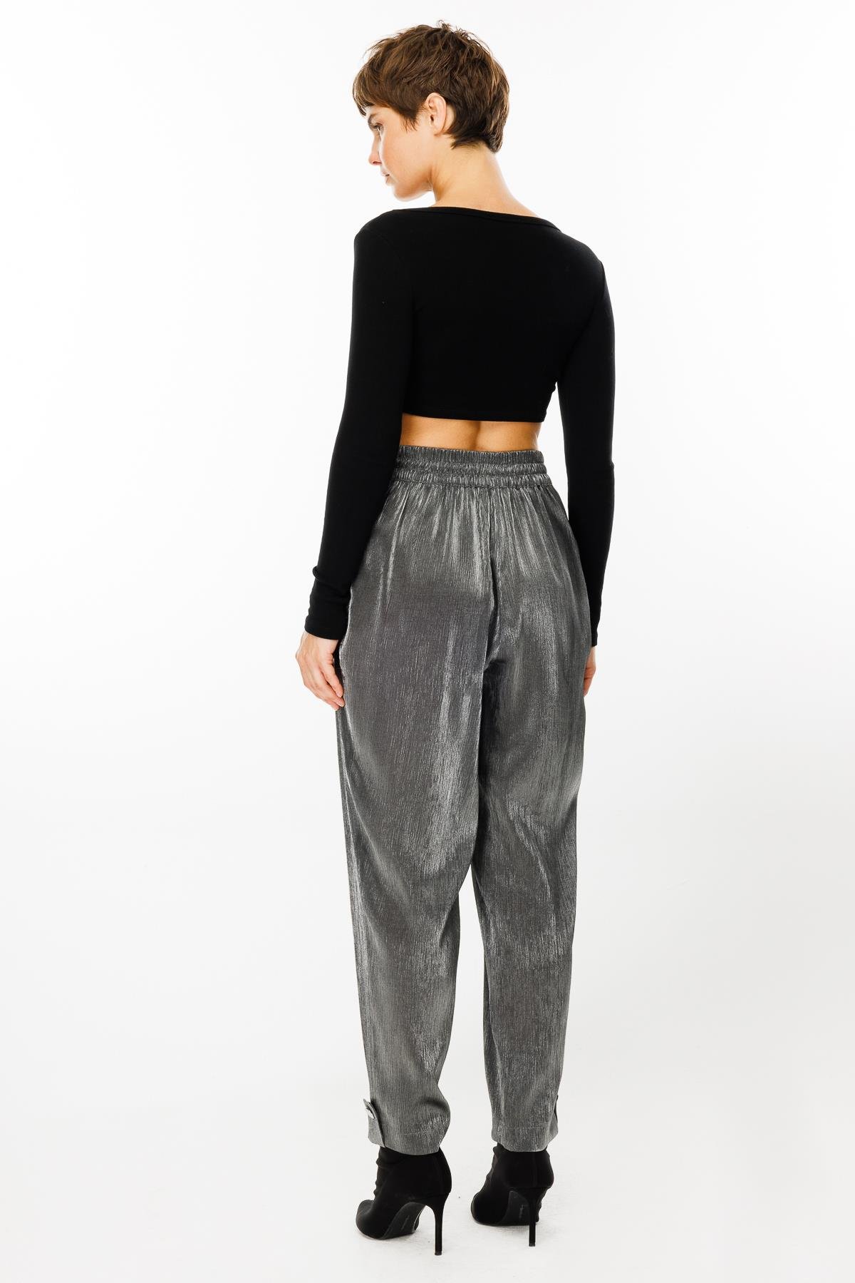 Modailgi  Arka Kemeri Lastikli Paçası Apoletli Pantolon - 1578 Gri