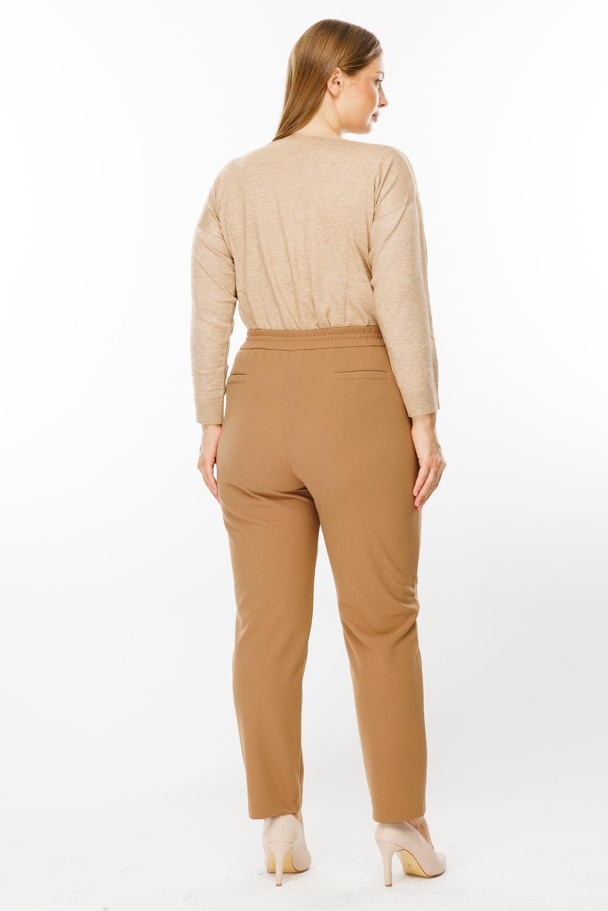 Modailgi  Arka Kemeri Lastikli Yan Cep Pantolon Camel