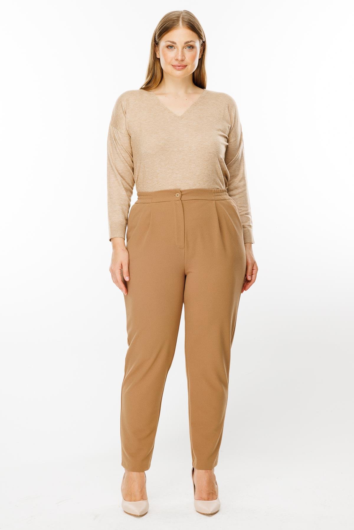 Modailgi  Arka Kemeri Lastikli Yan Cep Pantolon Camel