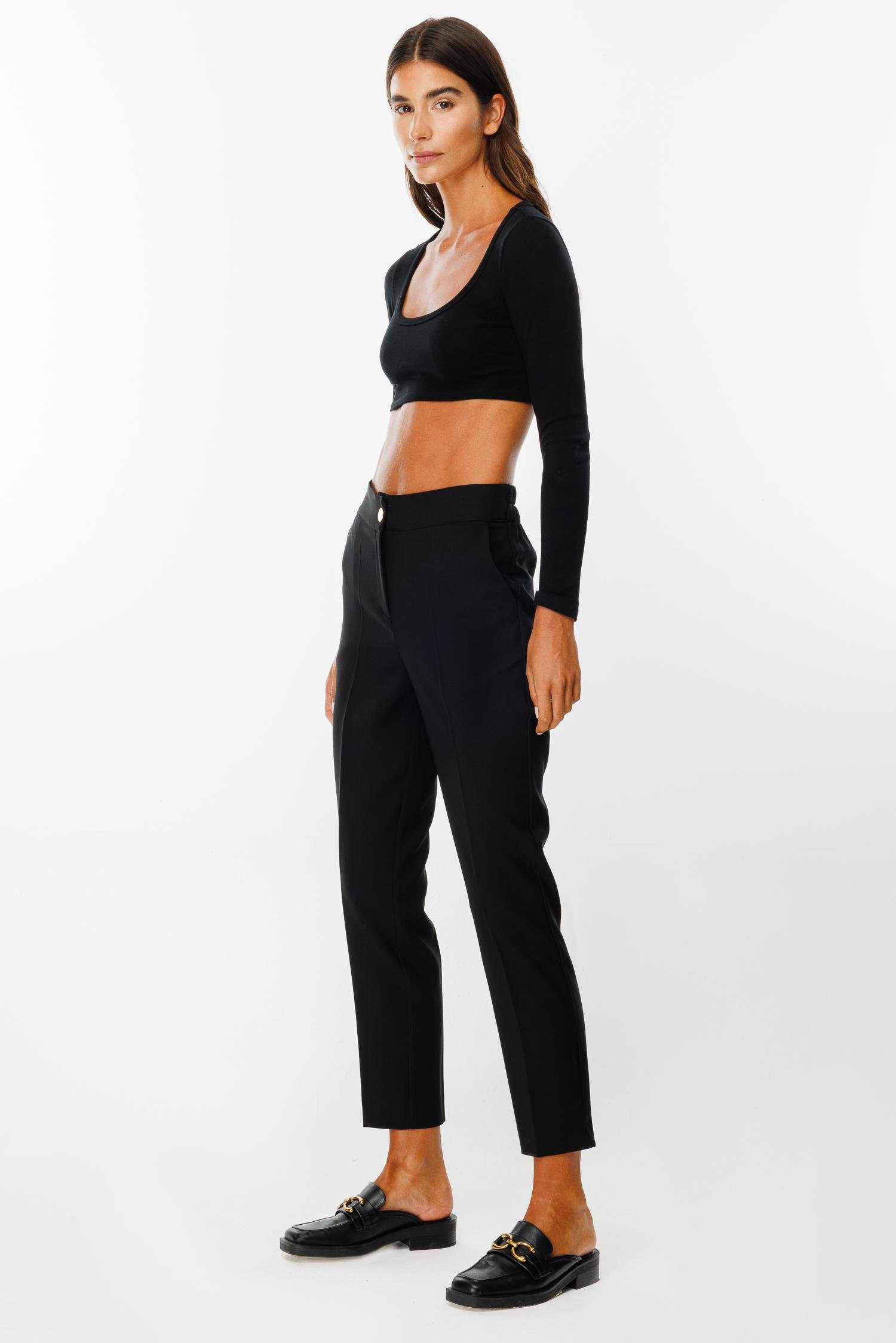 Modailgi  Arka Kemeri Lastikli Yandan Cepli Pantolon - 7057 Siyah