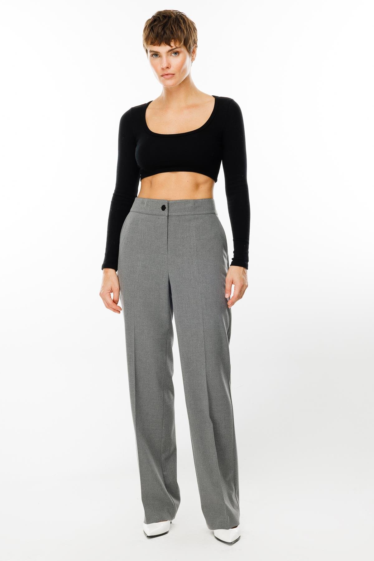 Modailgi  Arka Kemeri Lastikli Yandan Cepli Pantolon - 7975 Gri