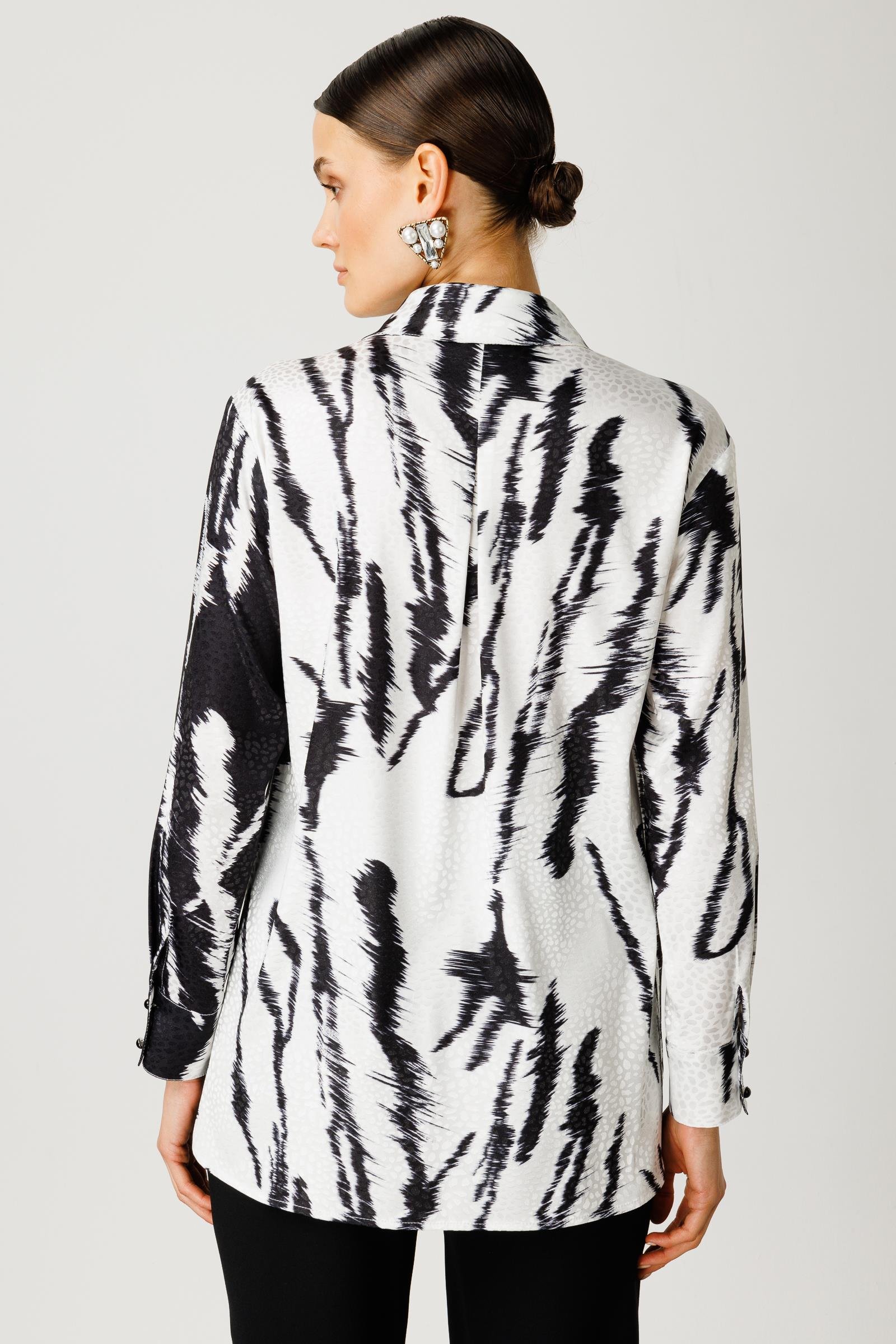 Modailgi  Arkası Pilikaşeli Jakar Desenli Gömlek Siyah