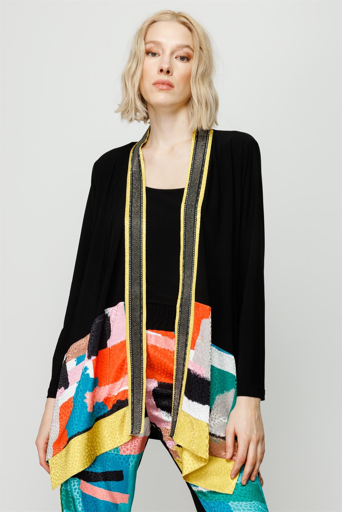 Modailgi  Asimetrik Patchwork Desen İkili Tunik Orijinal