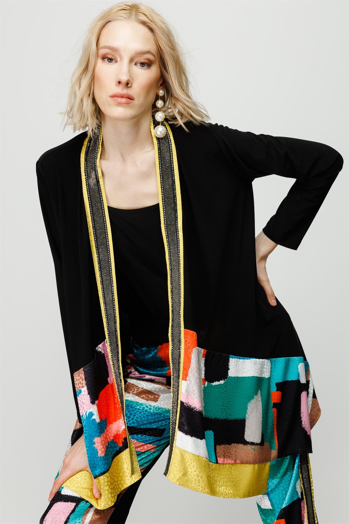 Modailgi  Asimetrik Patchwork Desen İkili Tunik Orijinal