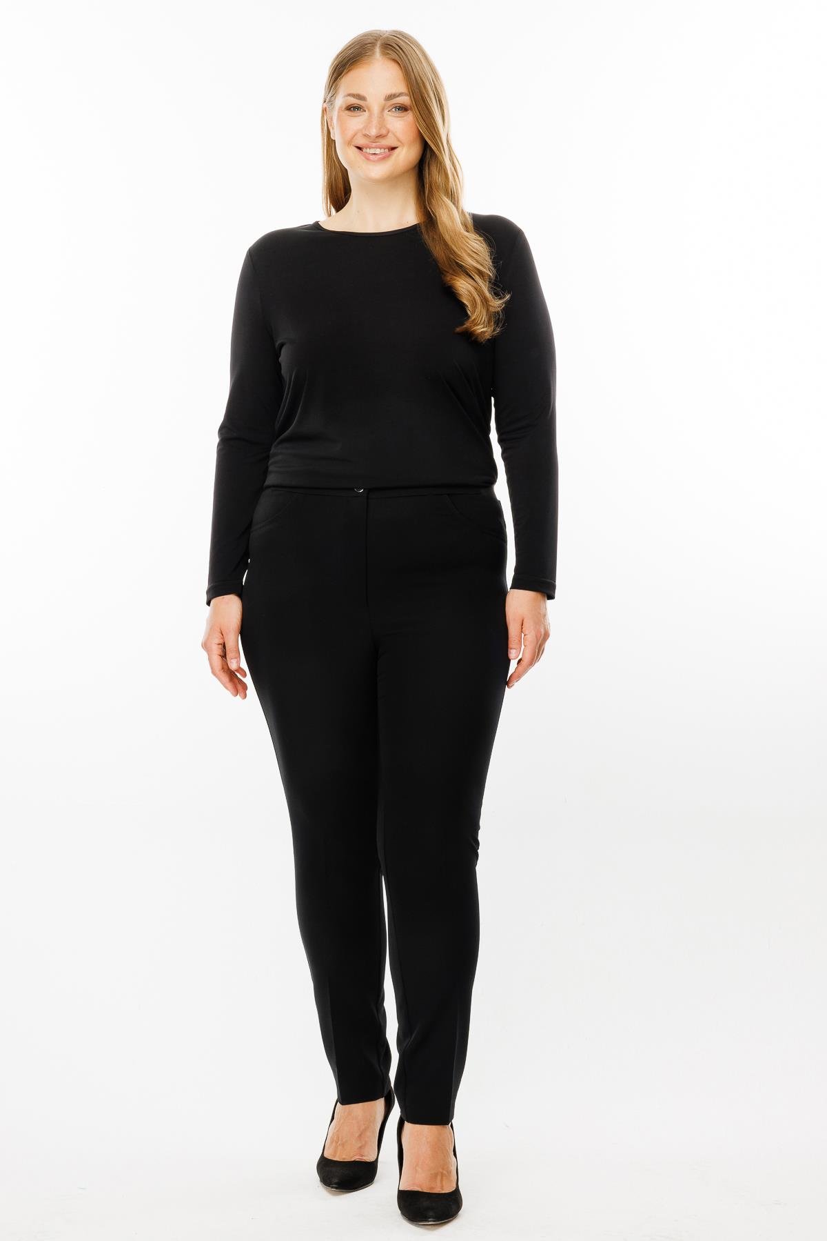 Modailgi  Bel Kenarı Lastikli Yan Cep Pantolon Siyah