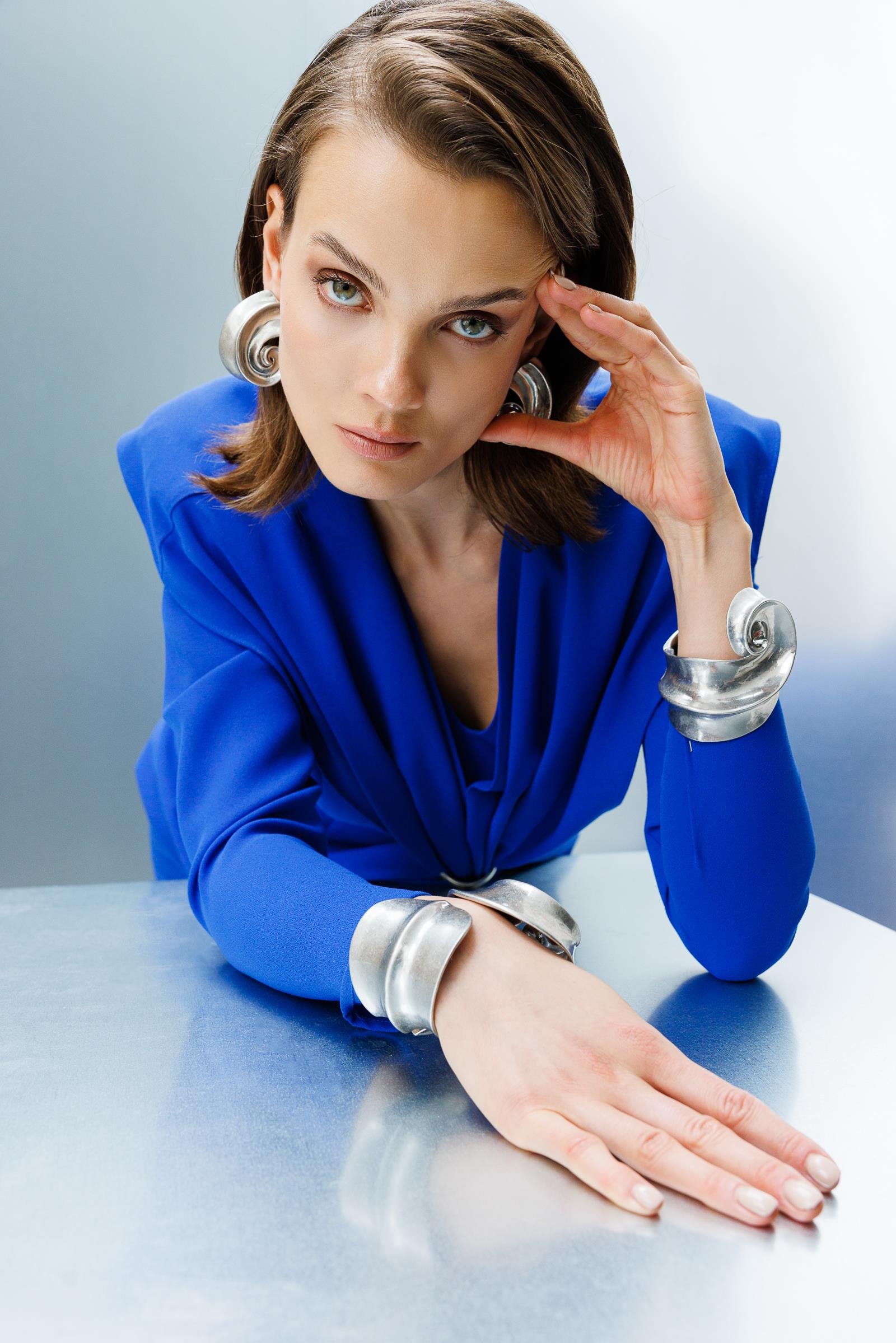 Modailgi  Belden Pencereli Halka Tokalı Elbise Saks