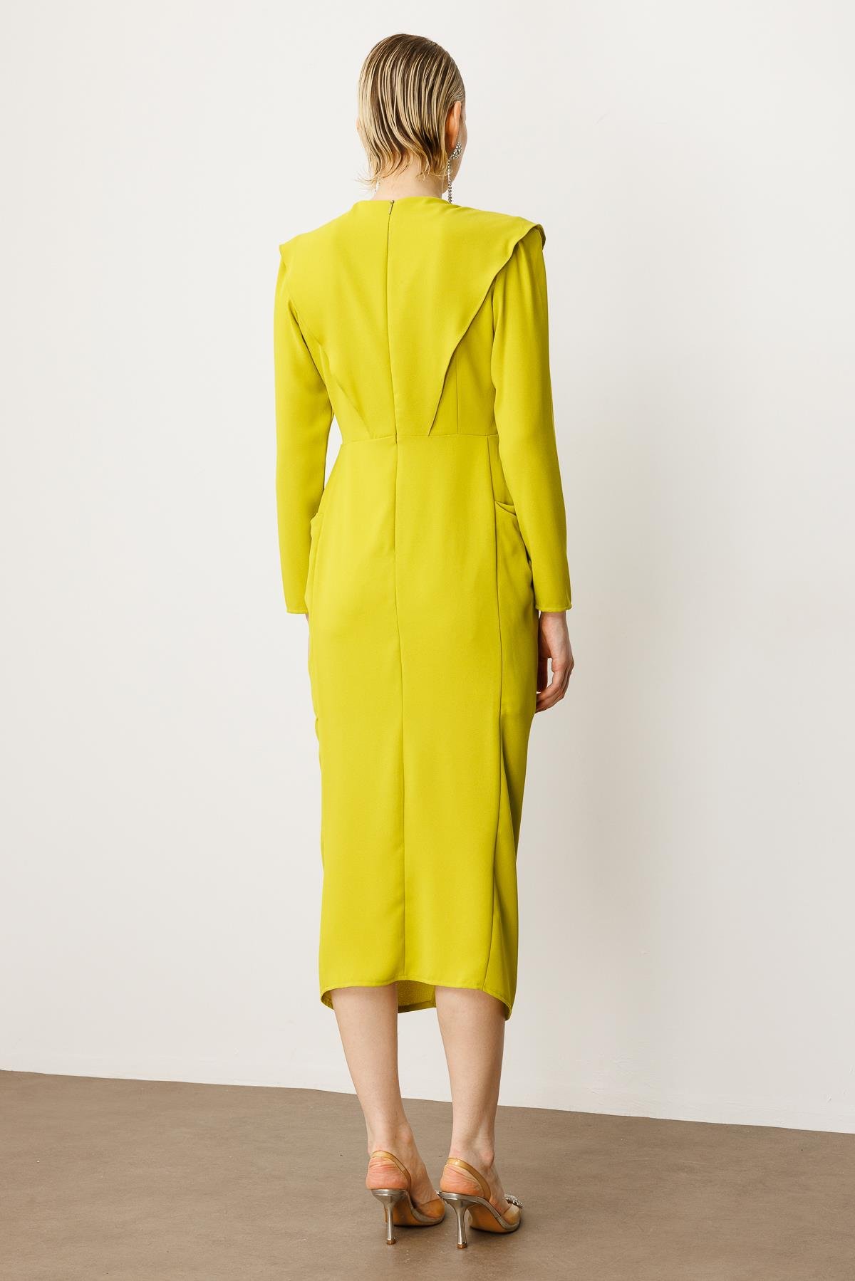 Modailgi  Belden Pencereli Halka Tokalı Elbise Asit