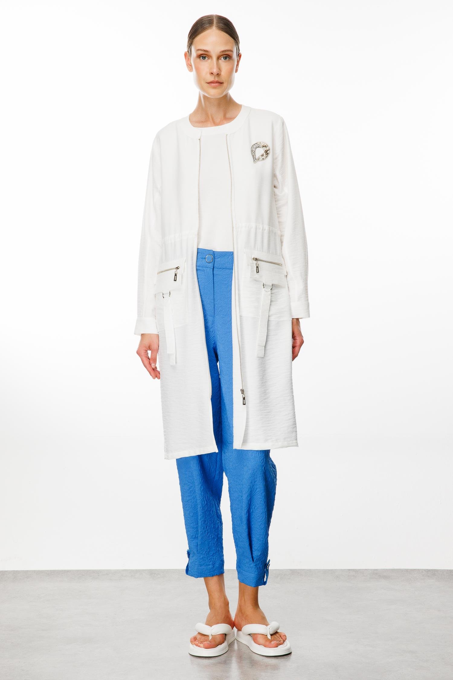 Modailgi  Belden Tünelli Sıfır Yaka Ara Boy Tunik Ekru