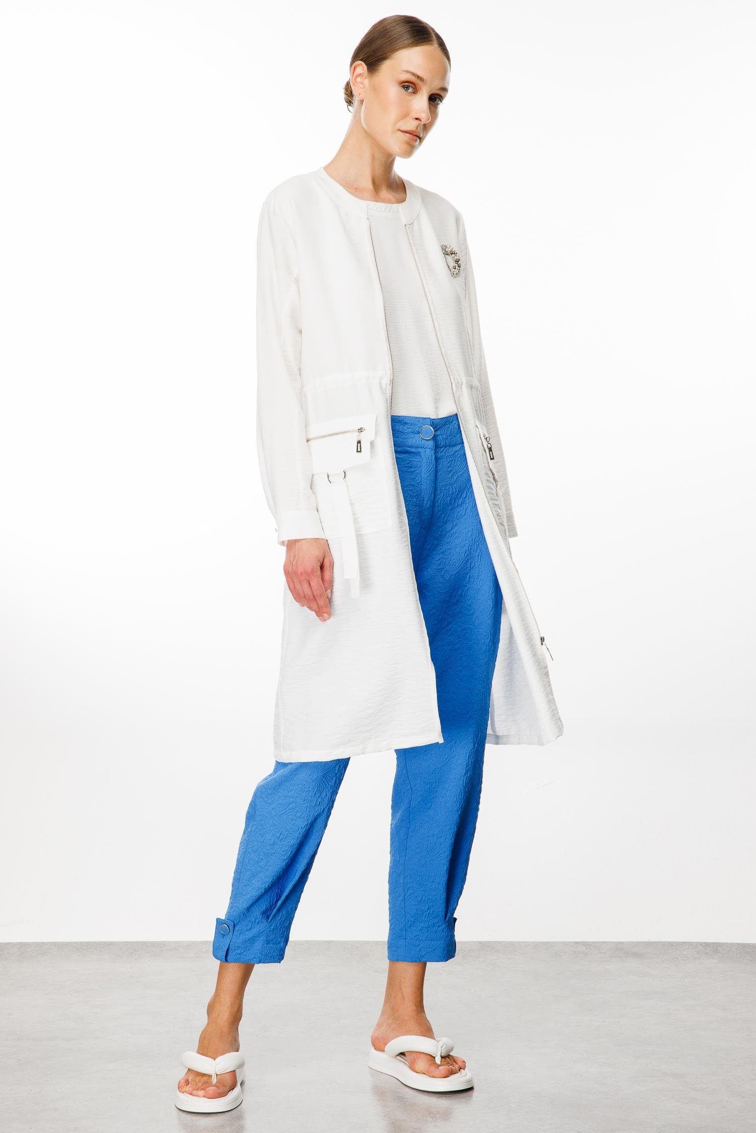 Modailgi  Belden Tünelli Sıfır Yaka Ara Boy Tunik Ekru