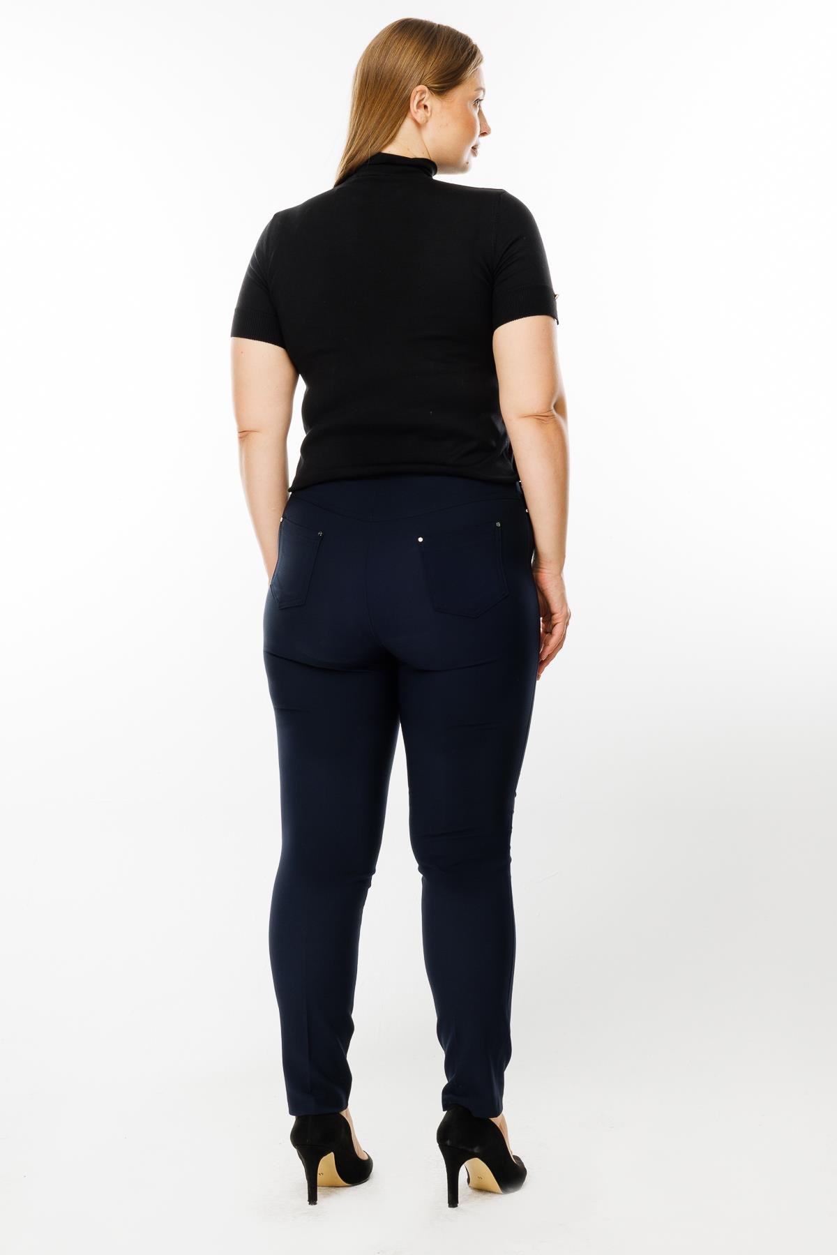 Modailgi  Bel Kemeri Lastikli Beş Cep Dar Paça Pantolon Laci