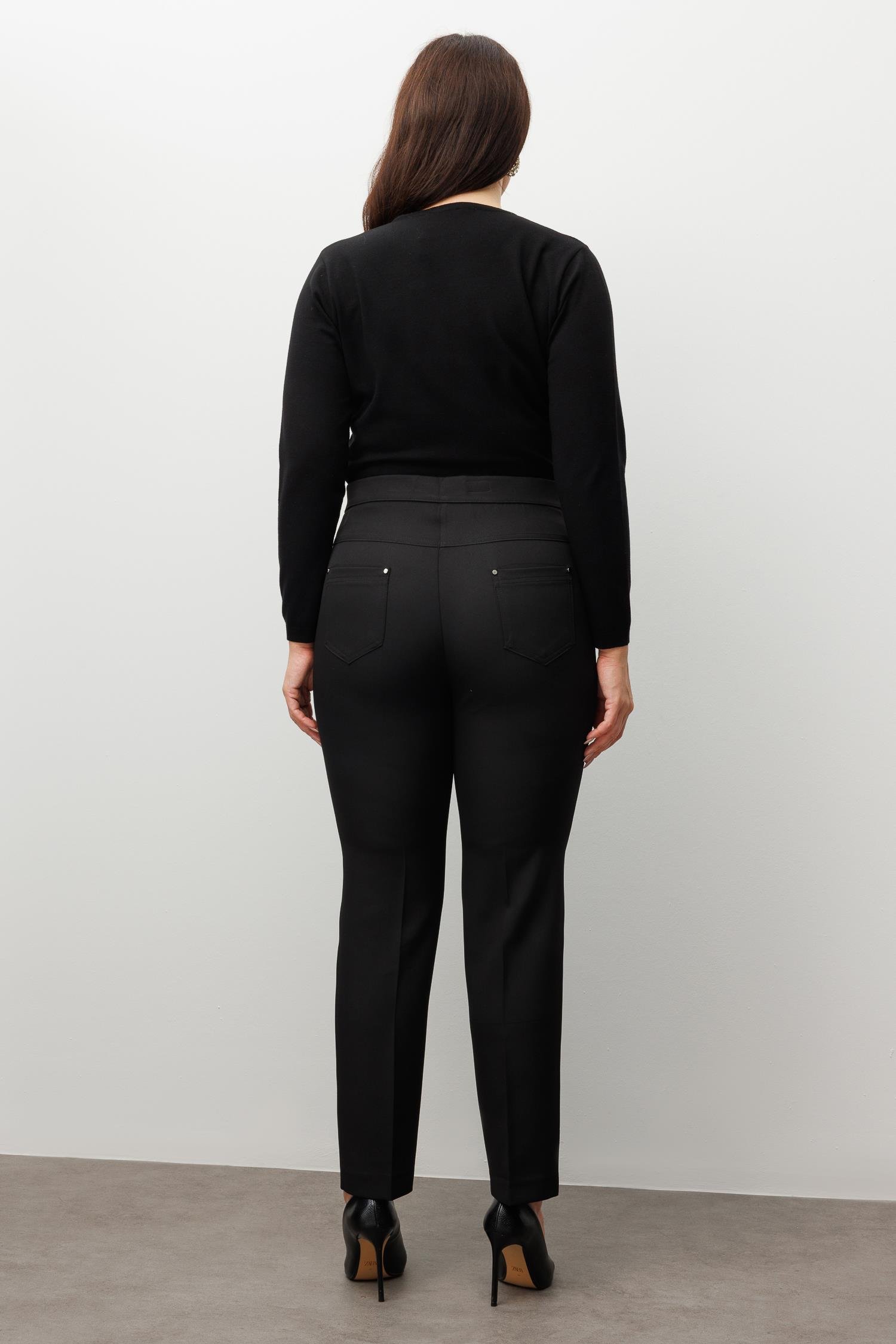 Modailgi  Beli Lastikli Beş Cep Dar Paça Pantolon Siyah