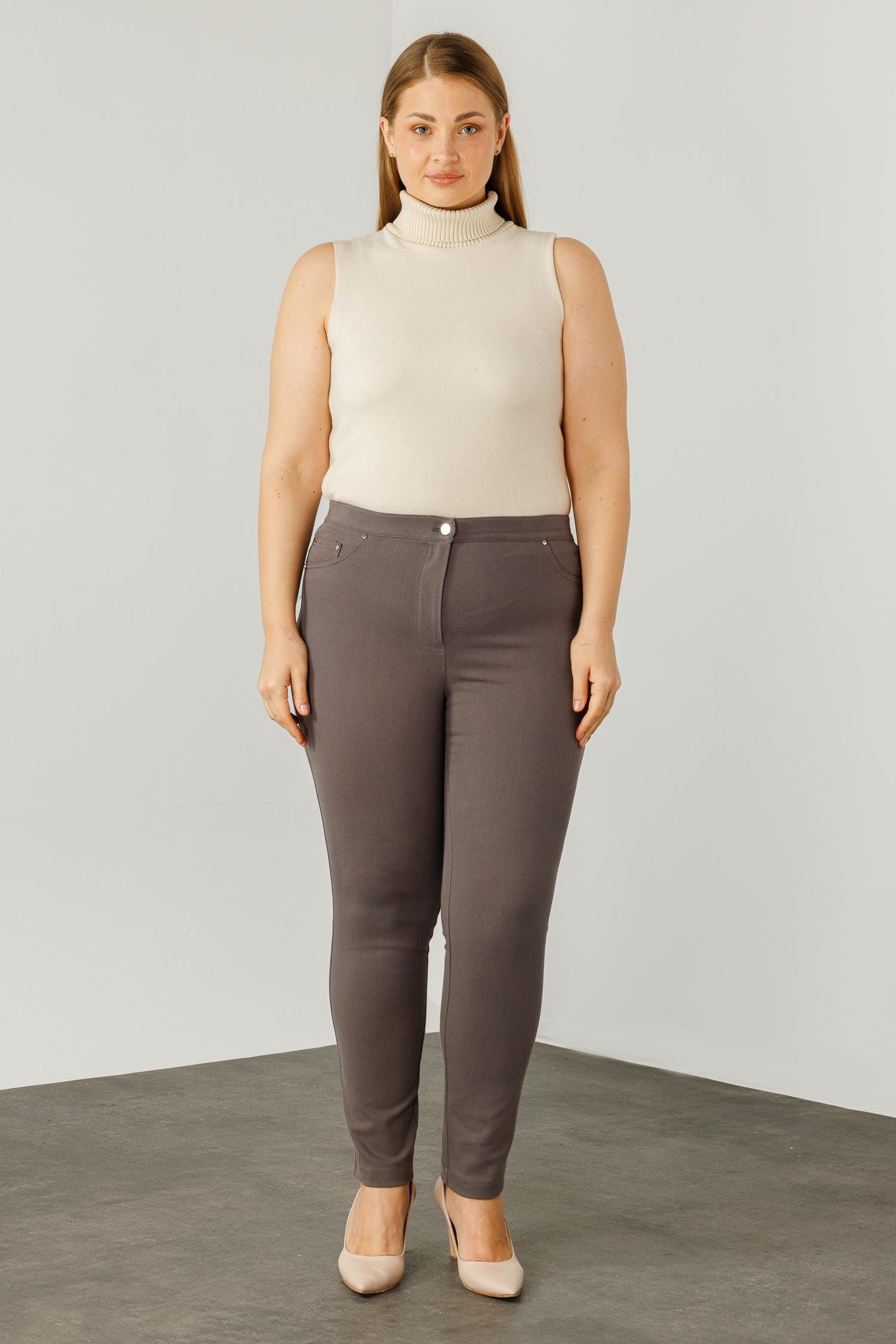 Modailgi  Beli Lastikli Beş Cep Kanvas Pantolon Gri