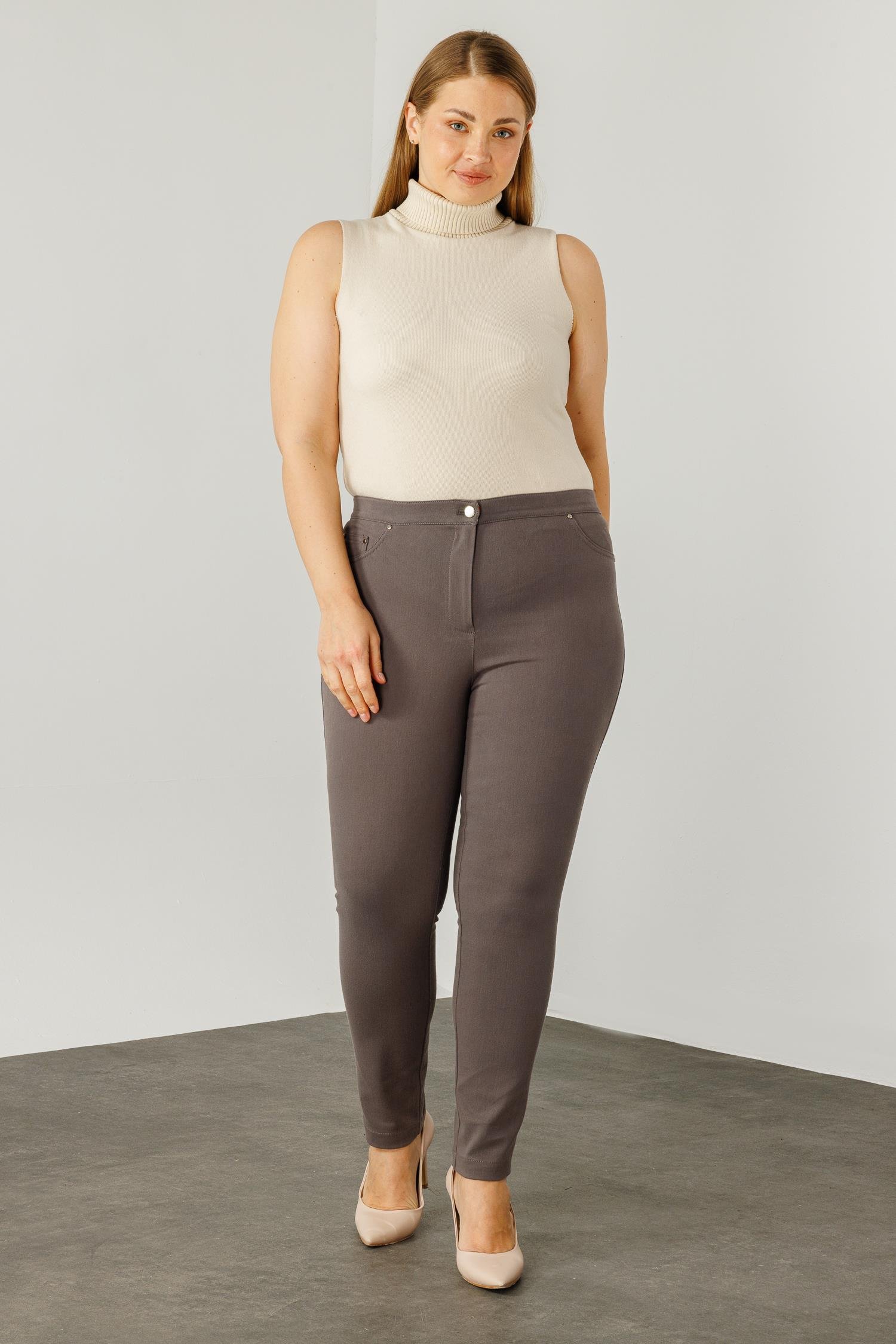 Modailgi  Beli Lastikli Beş Cep Kanvas Pantolon Gri