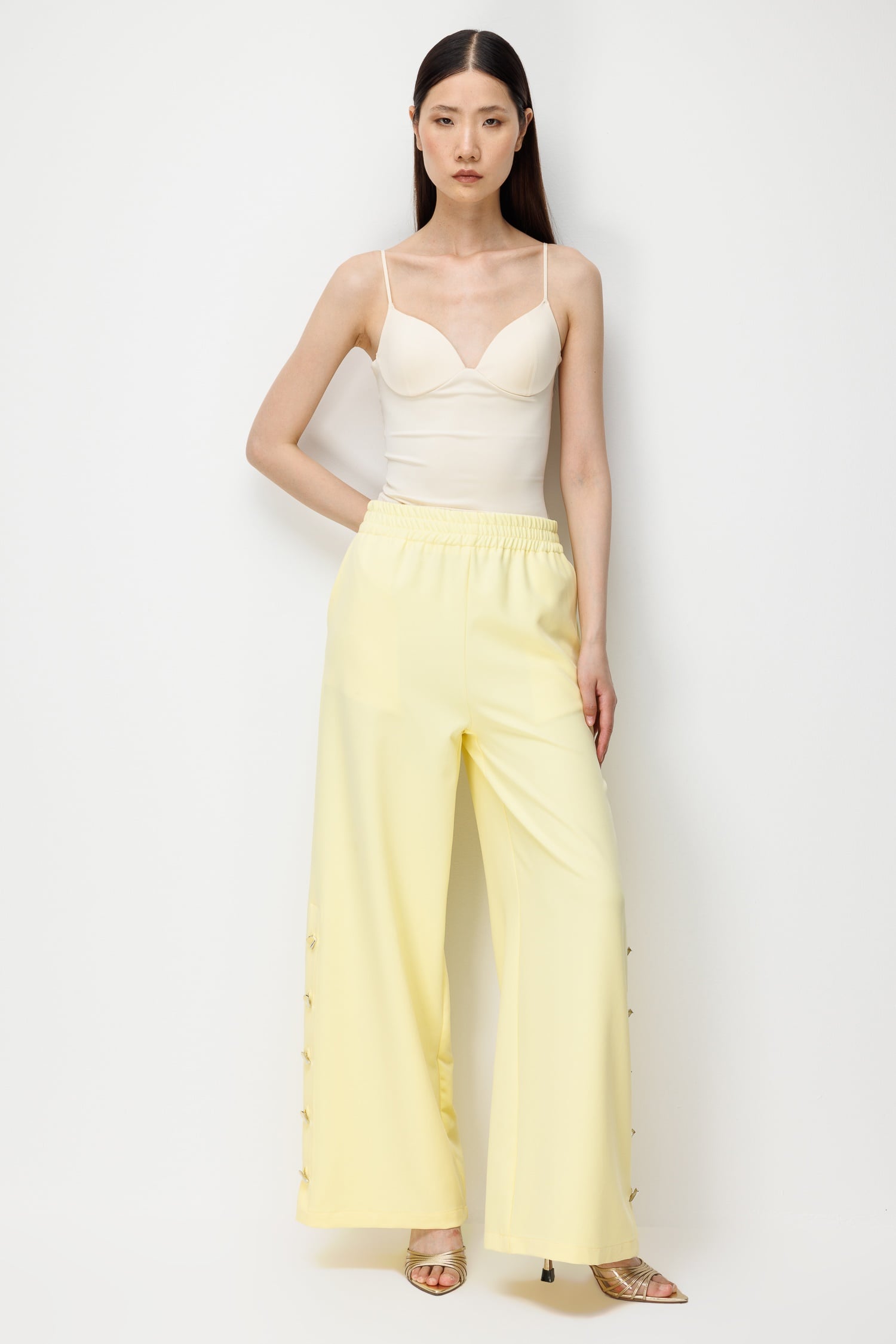 Modailgi  Beli Lastikli Geniş Paça Pantolon - 75222 Sarı