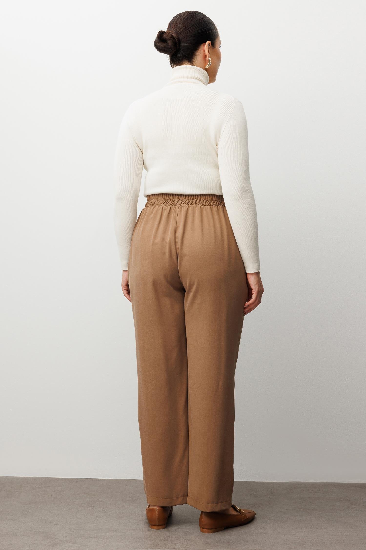 Modailgi  Beli Lastikli Rahat Kesim Pantolon - 40300,40301,40302 Vizon